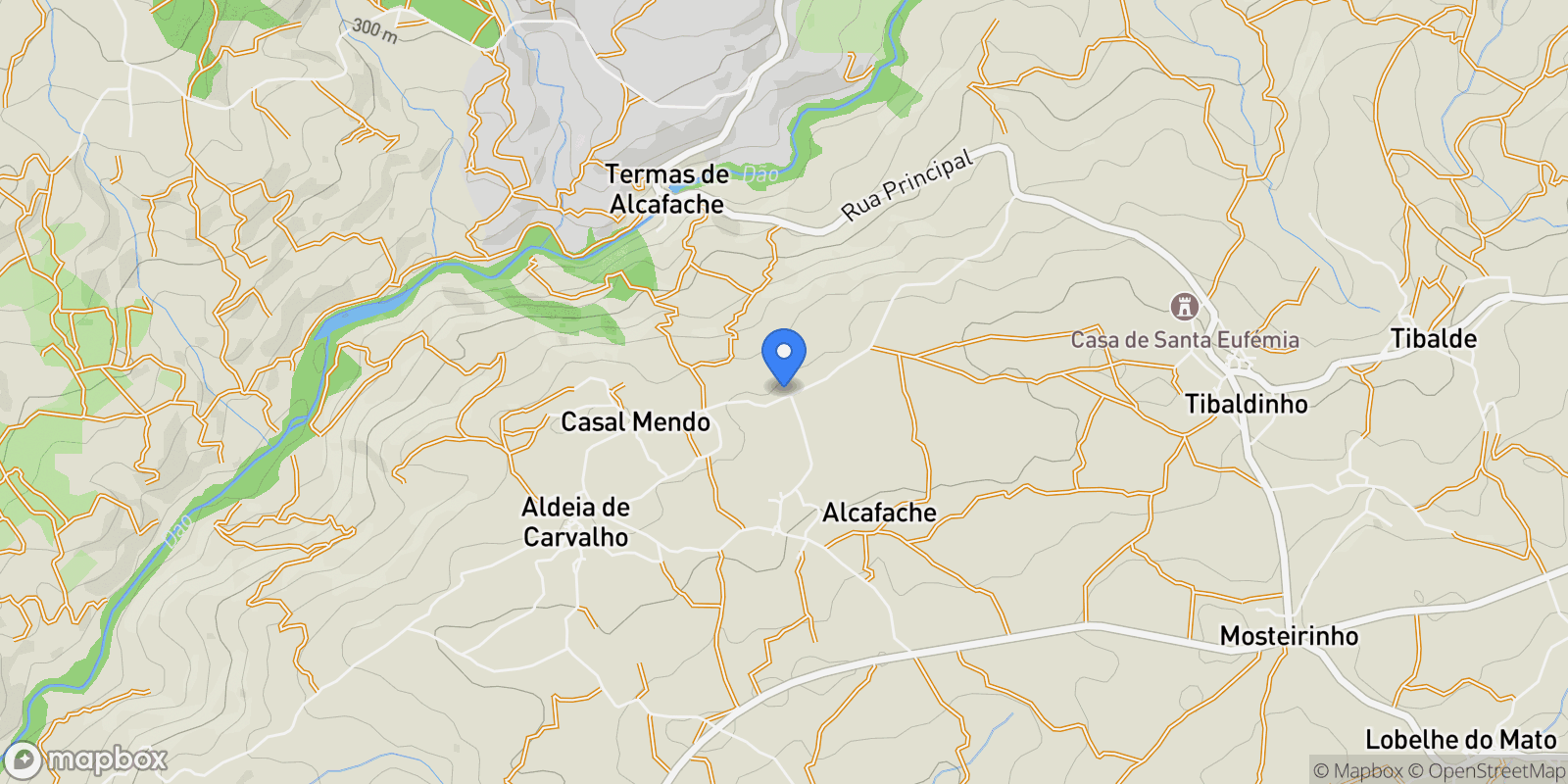 Map showing Alcafache, Mangualde, Viseu, Mangualde, Alcafache, Viseu District, Portugal.