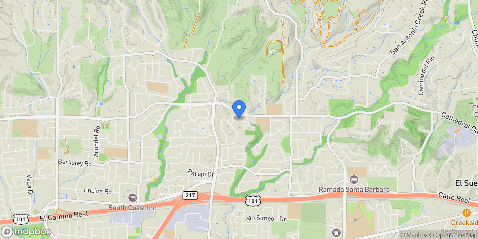Map showing 5190 Kara Drive, Santa Barbara, California, United States.