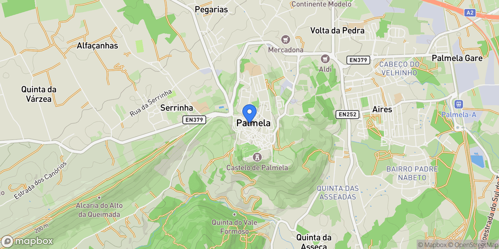 Map showing Palmela, Palmela, Setúbal, Palmela, Palmela, Setubal, Portugal.