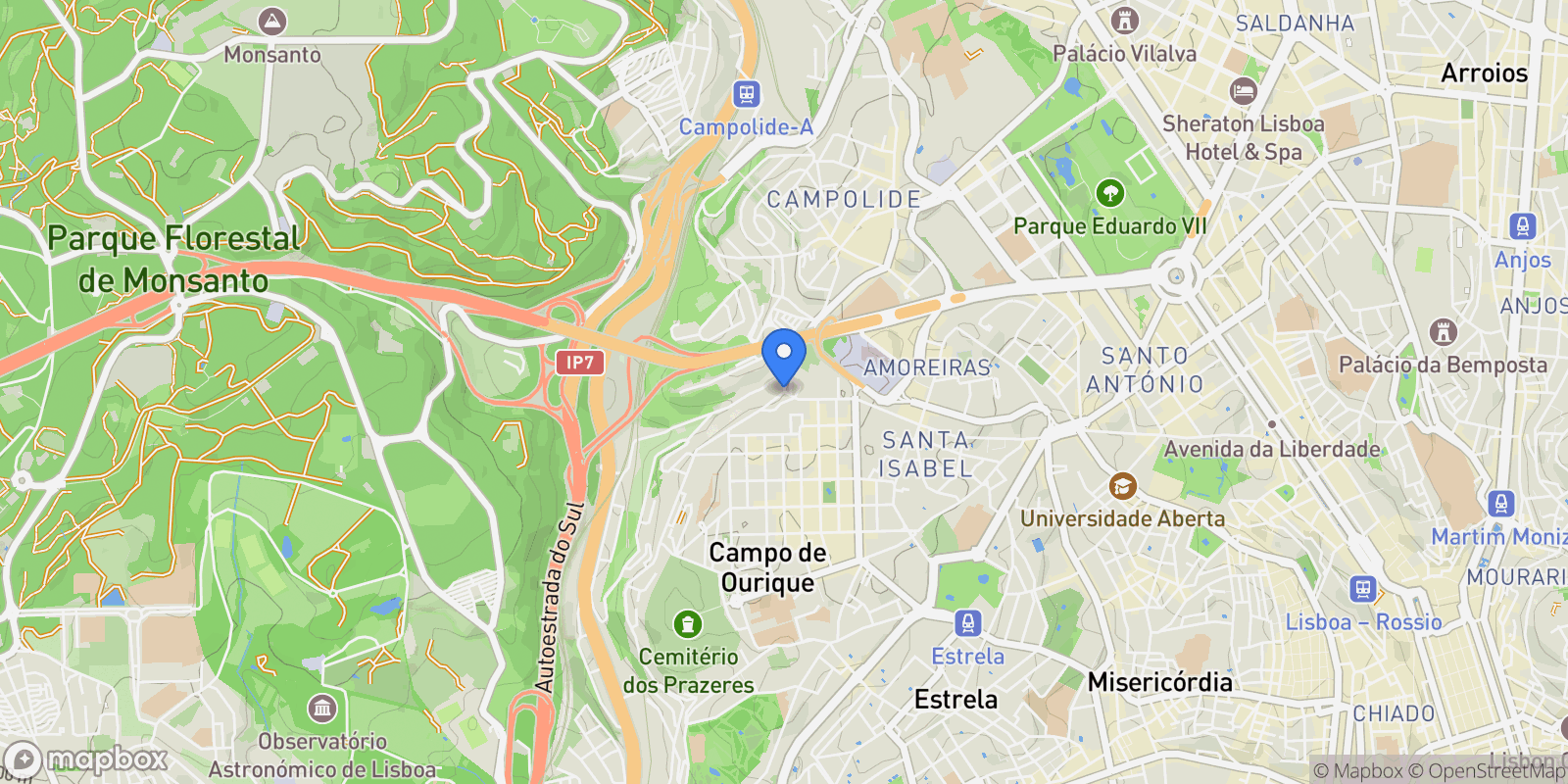 Map showing Campo de Ourique, Lisboa, Lisboa, Lisboa, Campo de Ourique, Lisbon, Portugal.