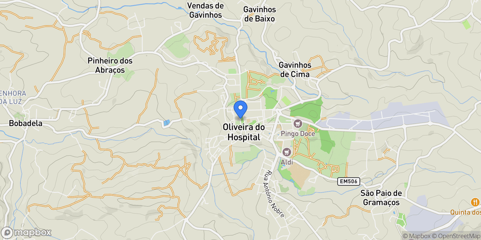 Map showing Lagos da Beira e Lajeosa, Oliveira do Hospital, Coimbra, Oliveira do Hospital, Oliveira do Hospital, Coimbra District, Portugal.