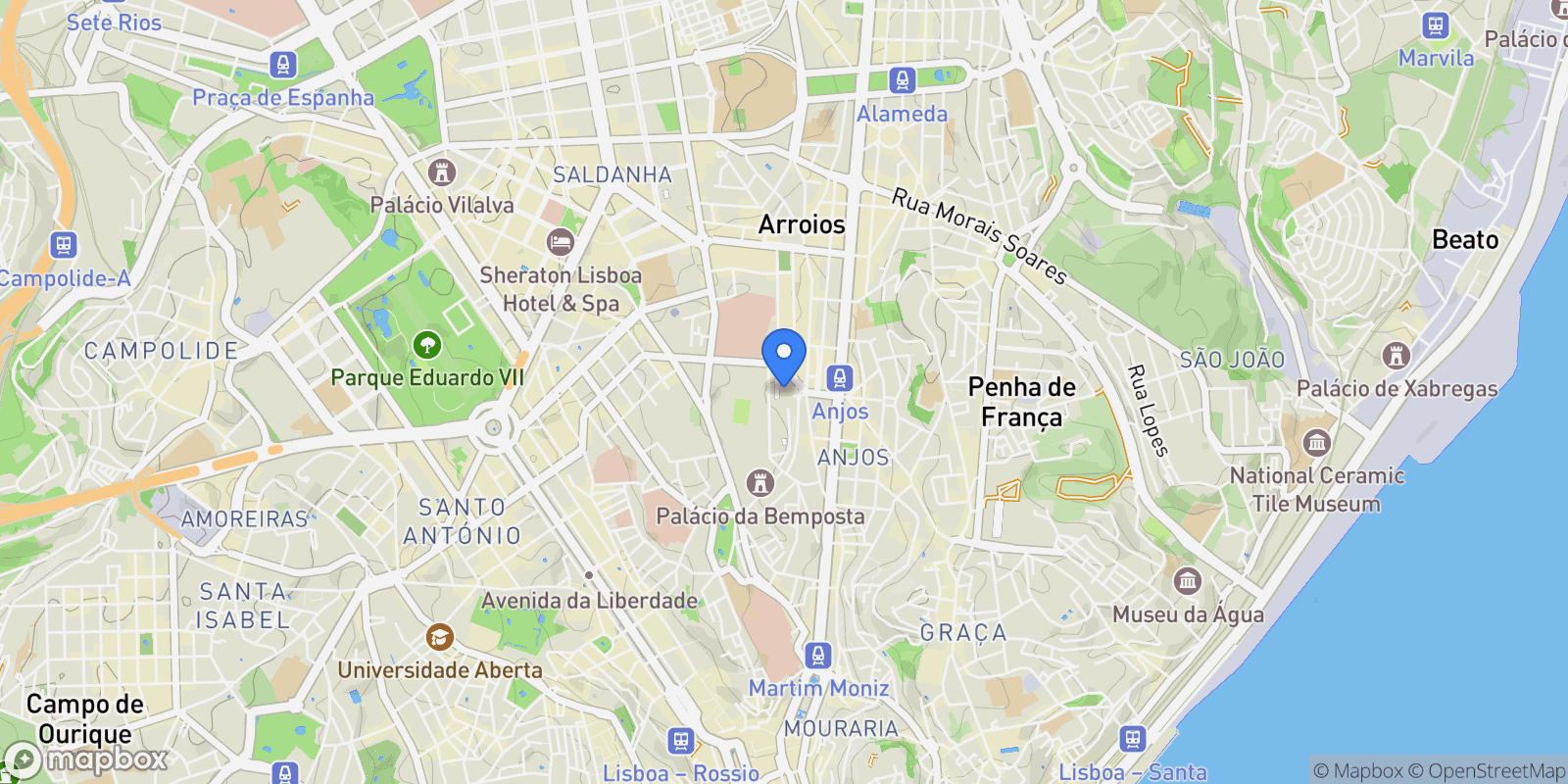 Map showing Arroios, Lisboa, Lisboa, Lisboa, Arroios, Lisbon, Portugal.