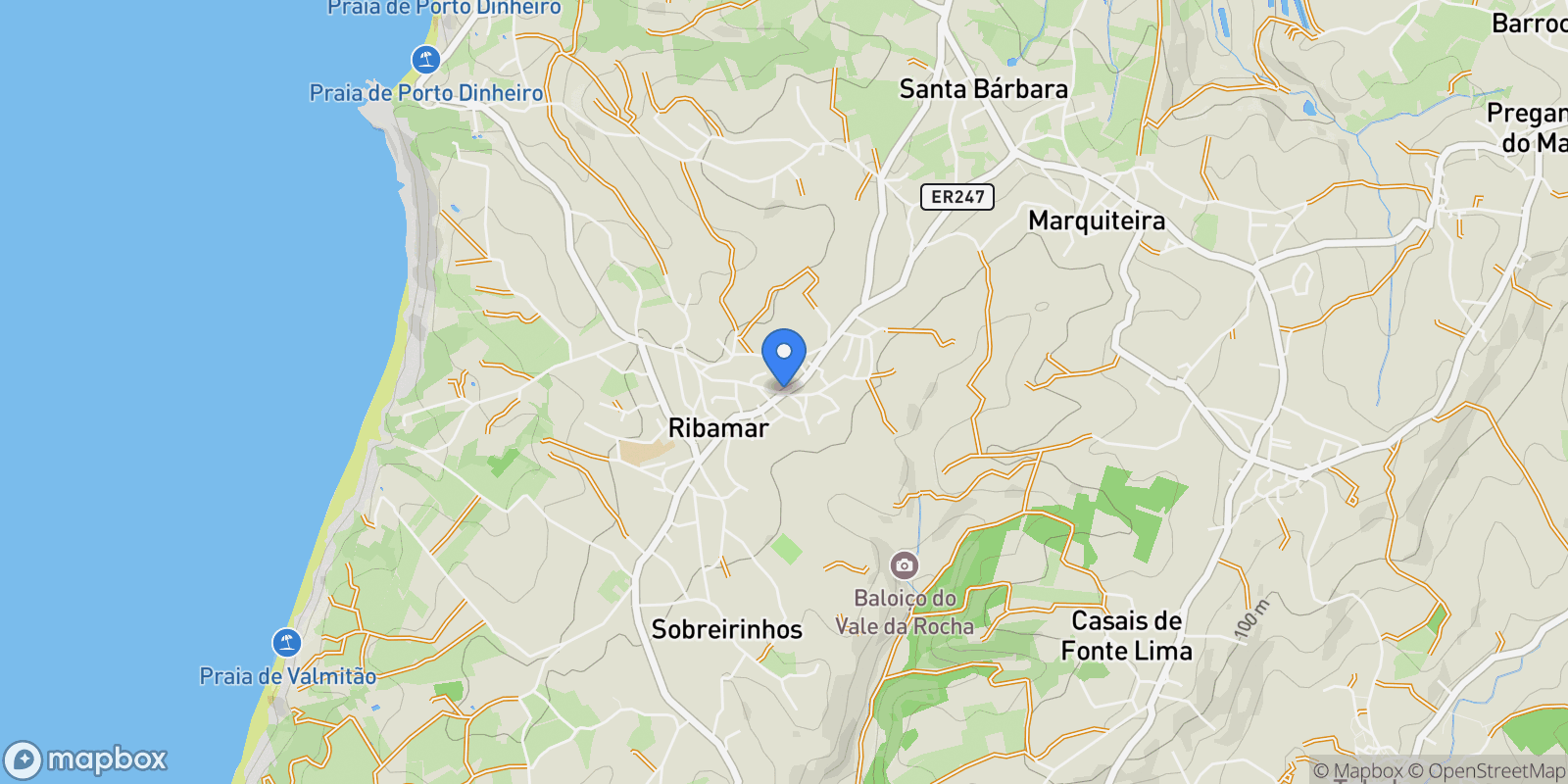 Map showing Ribamar, Lourinhã, Lisboa, Lourinhã, Ribamar, Lisbon, Portugal.