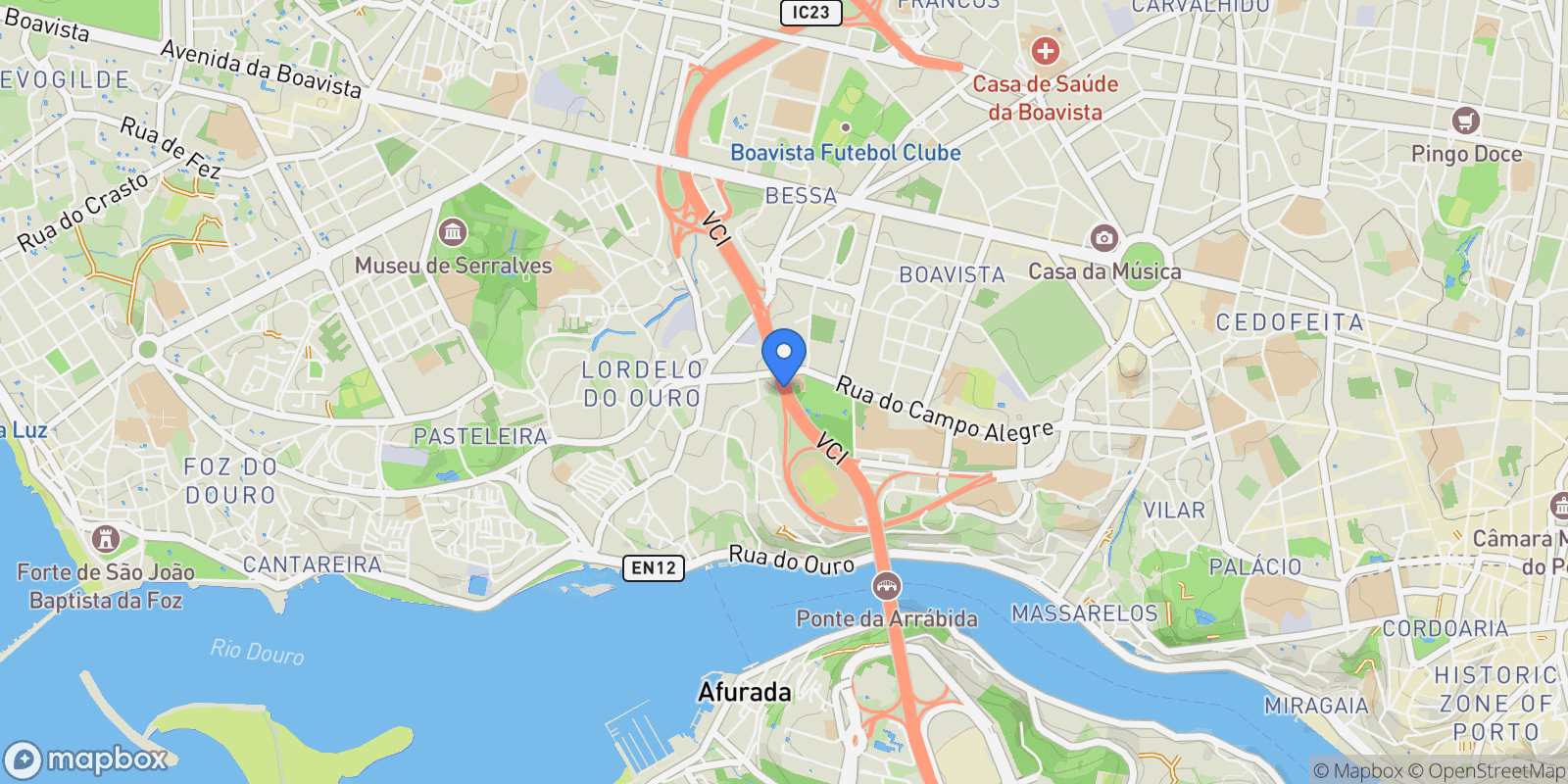Map showing Lordelo do Ouro e Massarelos, Porto, Porto, Porto, Lordelo do Ouro e Massarelos, Porto District, Portugal.