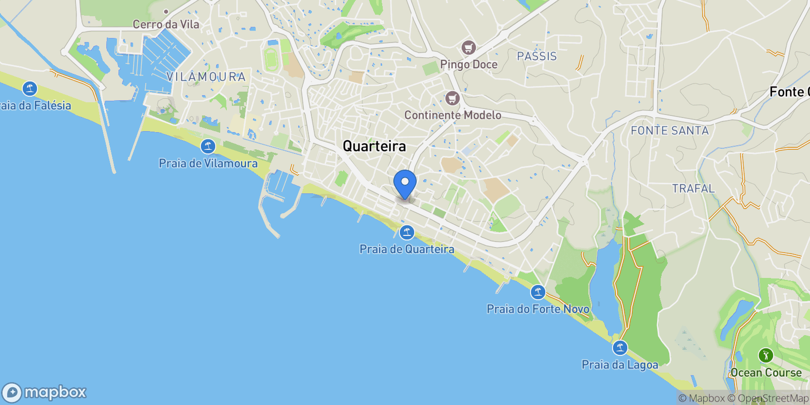 Map showing Quarteira, Loulé, Faro, Loulé, Quarteira, Algarve, Portugal.