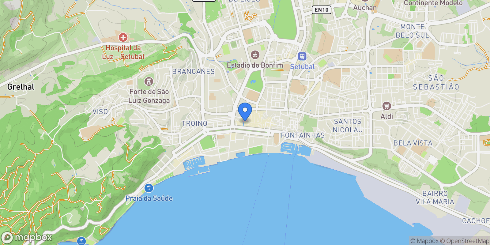 Map showing S.Julião, N.S. da Anunciada e S.Maria da Graça, Setúbal, Setúbal, Setúbal, Setubal, Setubal, Portugal.
