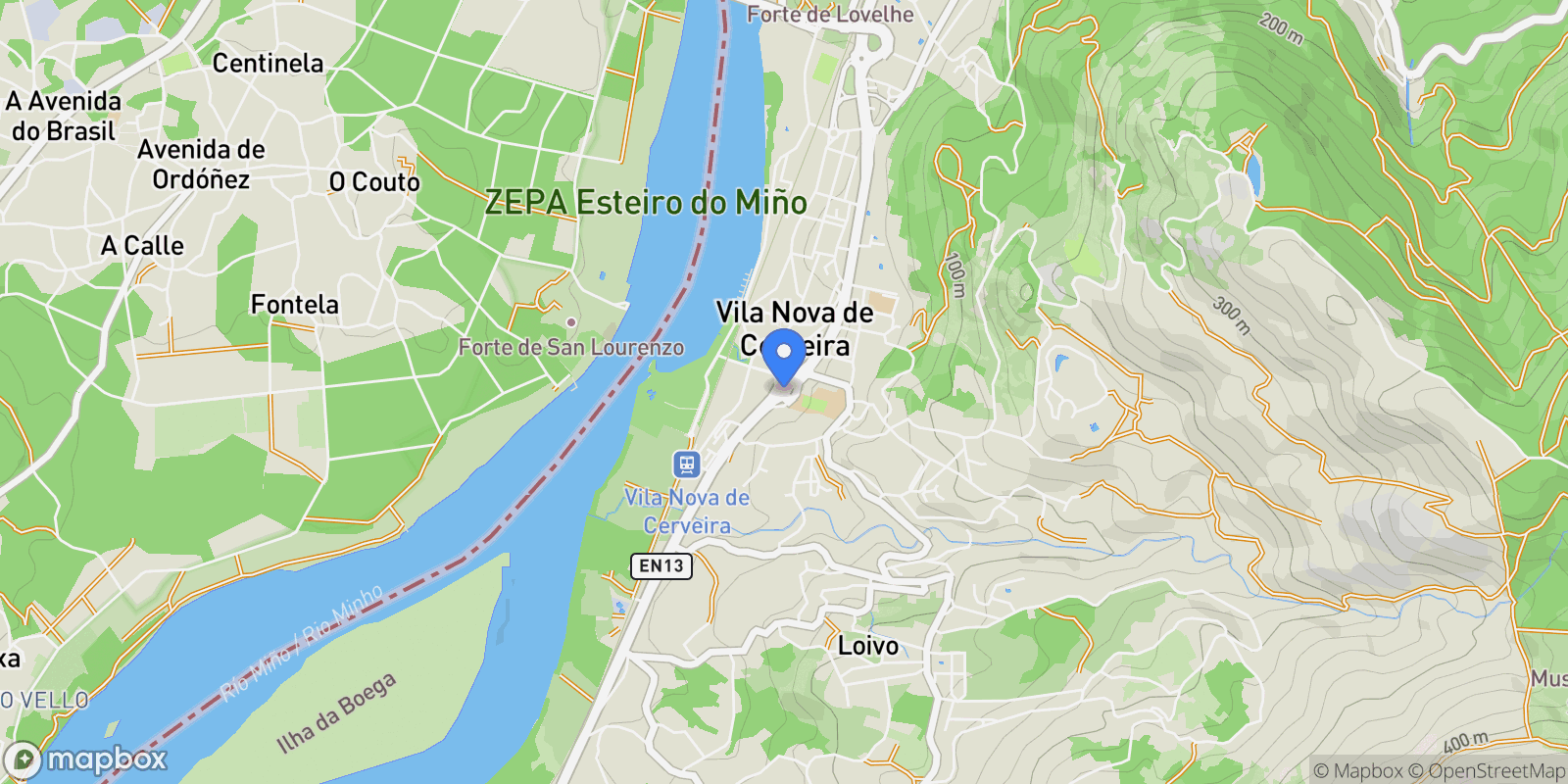 Map showing Gondarém, Vila Nova de Cerveira, Viana do Castelo, Vila Nova de Cerveira, Vila Nova de Cerveira, Viana do Castelo District, Portugal.