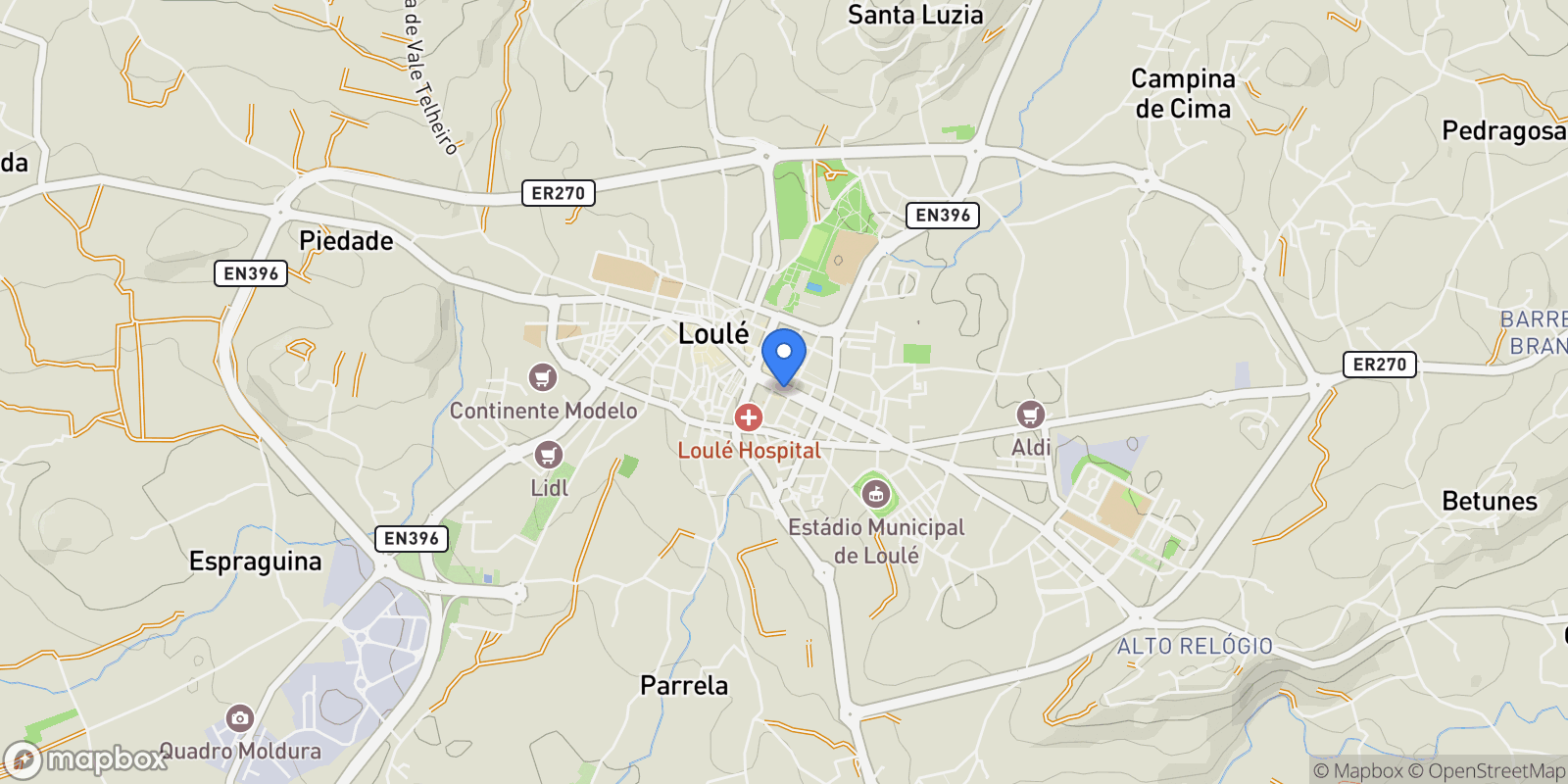 Map showing Querença, Tôr e Benafim, Loulé, Faro, Loulé, Loule (Sao Clemente), Algarve, Portugal.