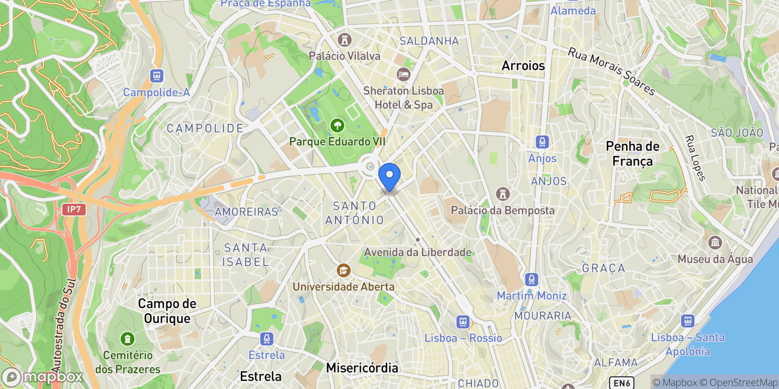 Map showing Santo António, Lisboa, Lisboa, Lisboa, Santo Antonio, Lisbon, Portugal.