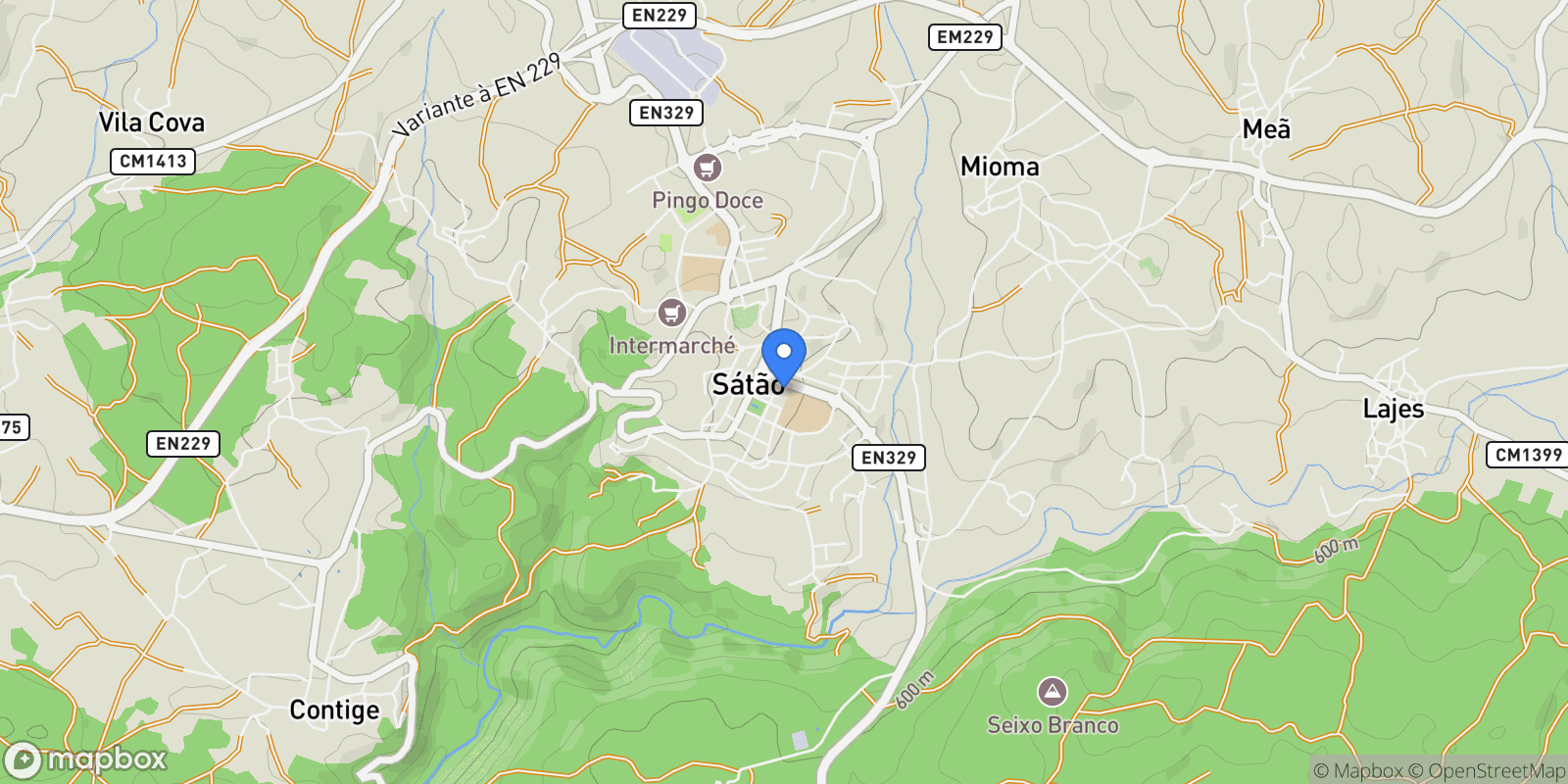 Map showing Ferreira de Aves, Sátão, Viseu, Sátão, Satao, Viseu District, Portugal.