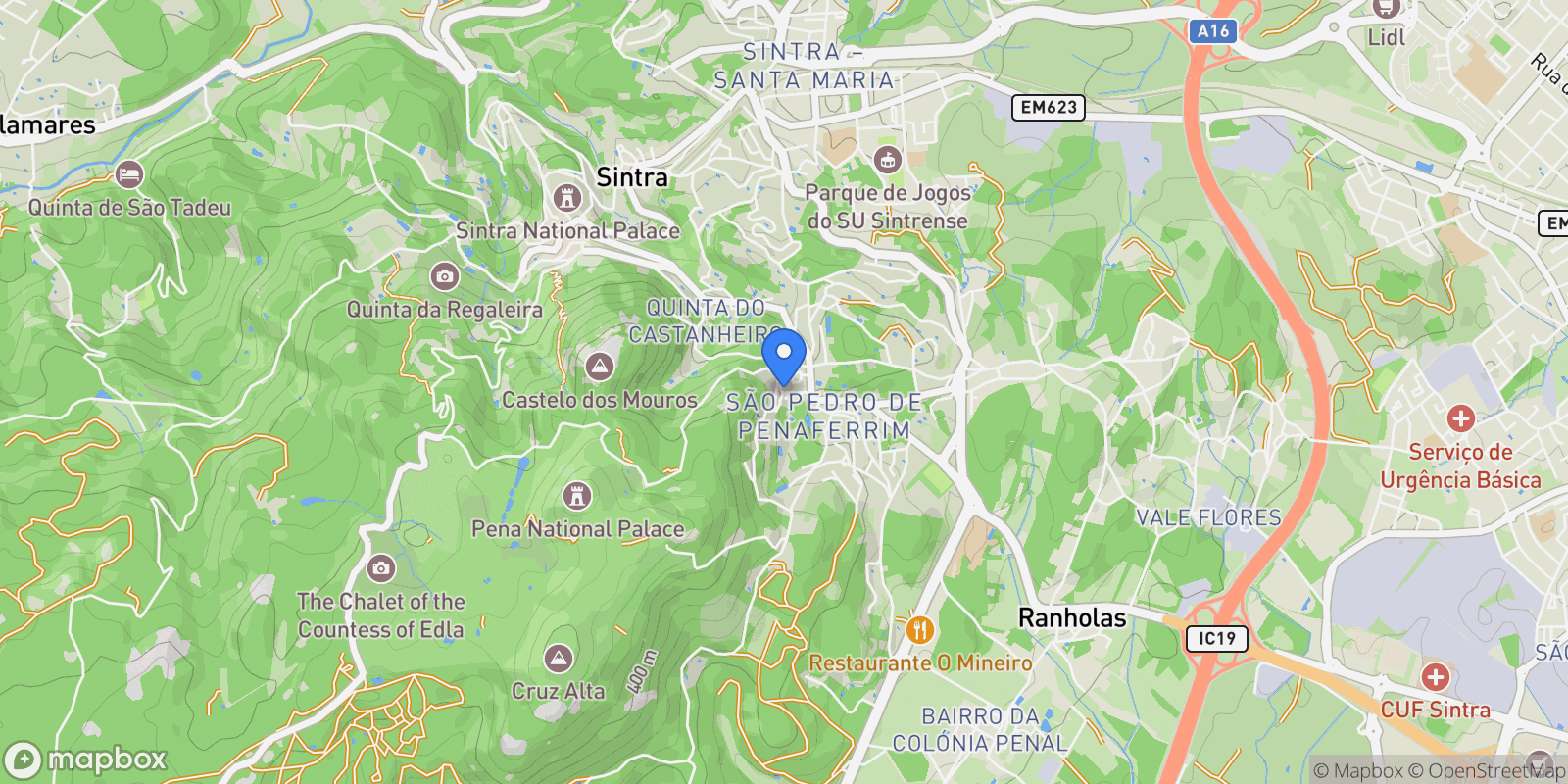 Map showing S.Maria, S.Miguel, S.Martinho, S.Pedro Penaferrim, Sintra, Lisboa, Sintra, Sintra, Lisbon, Portugal.