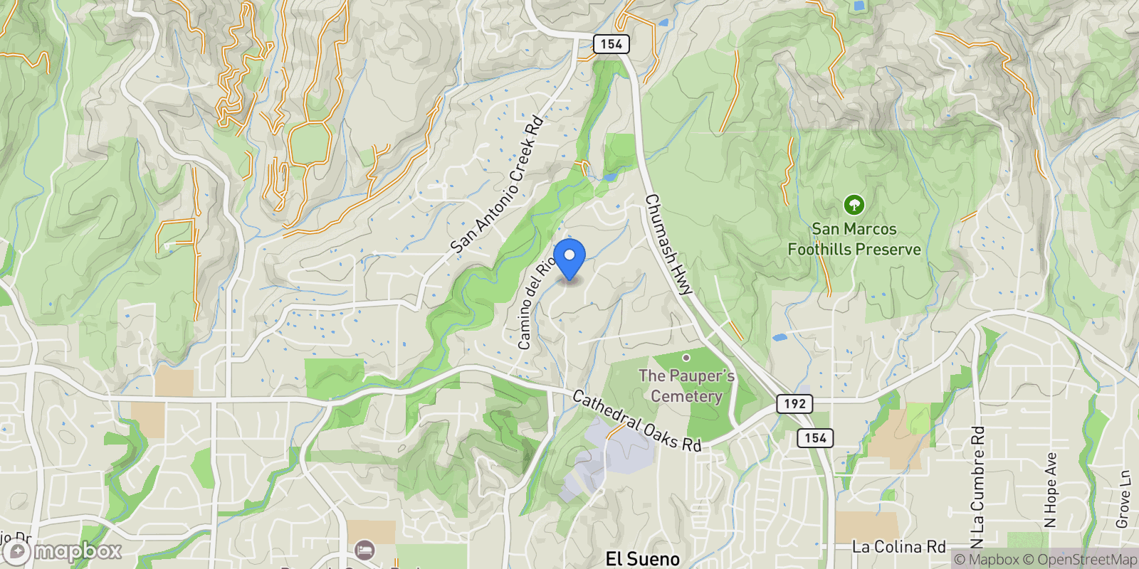 Map showing 1062 Camino Del Retiro, Santa Barbara, California, United States.