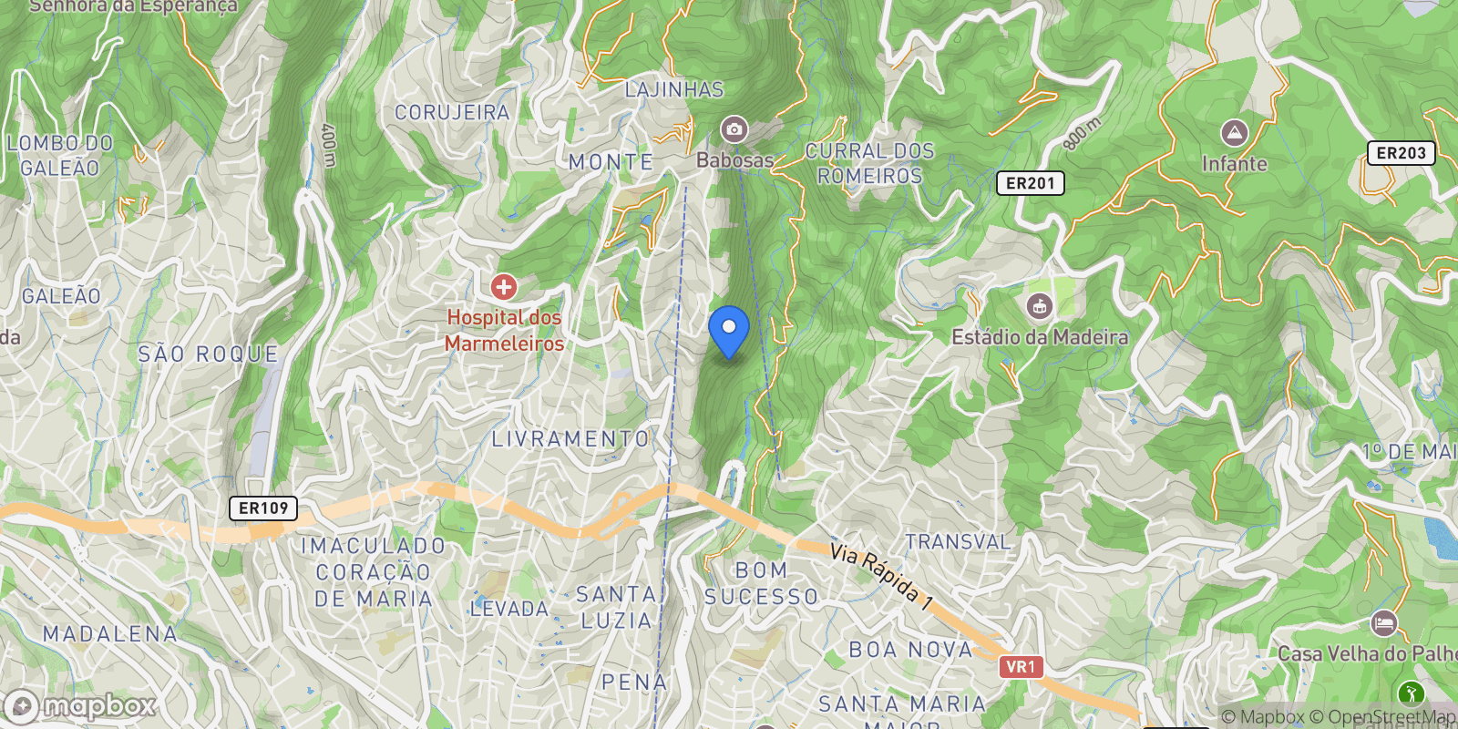 Map showing Monte, Funchal, Ilha da Madeira, Funchal, Monte, Madeira, Portugal.