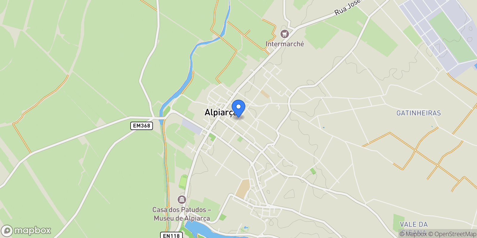 Map showing Alpiarça, Alpiarça, Santarém, Alpiarça, Alpiarca, Santarem District, Portugal.