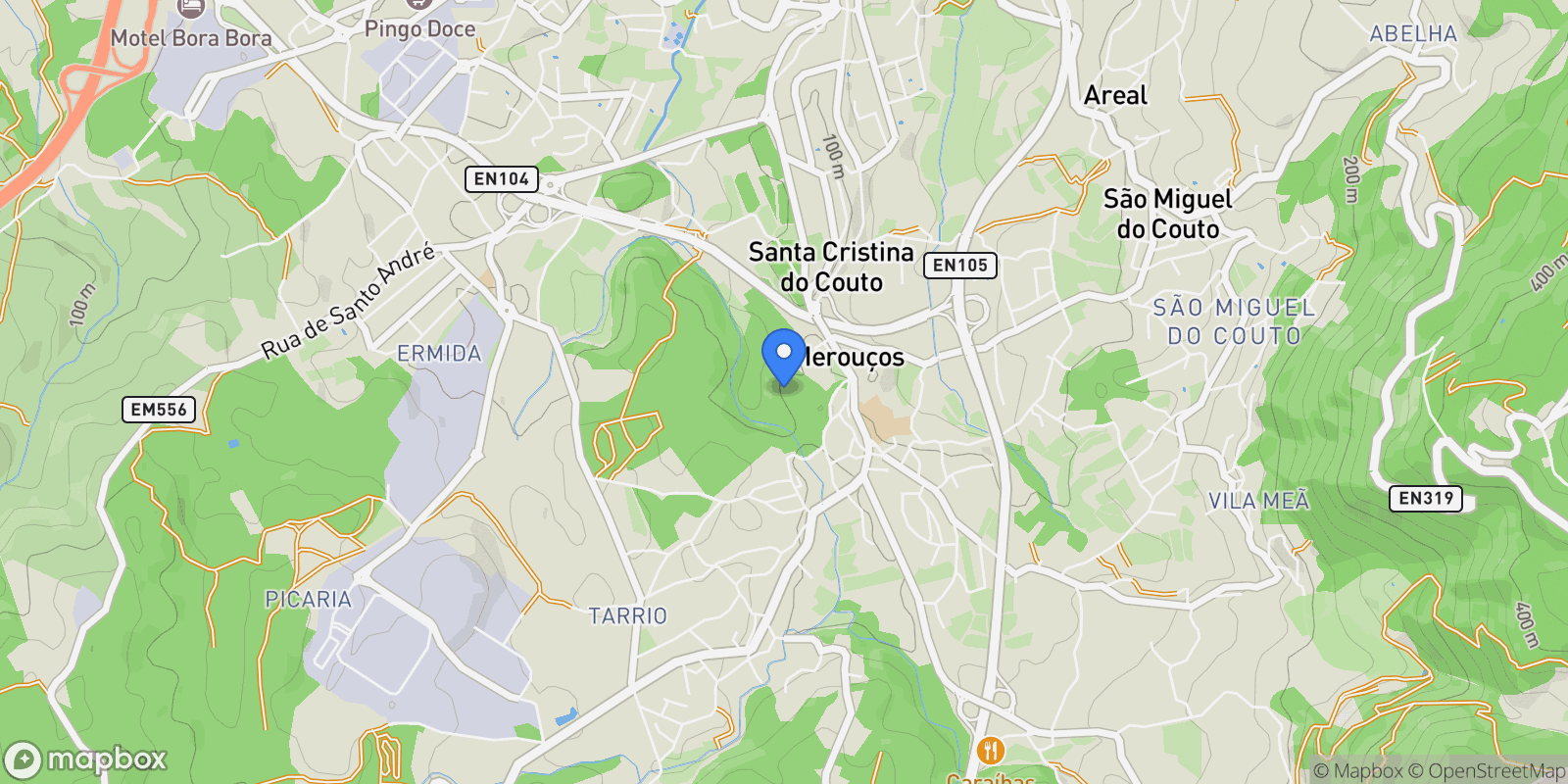 Map showing St.Tirso, Couto (S.Cristina e S.Miguel) e Burgães, Santo Tirso, Porto, Santo Tirso, Santo Tirso, Couto (Santa Cristina e Sao Miguel) e Burgaes, Porto District, Portugal.