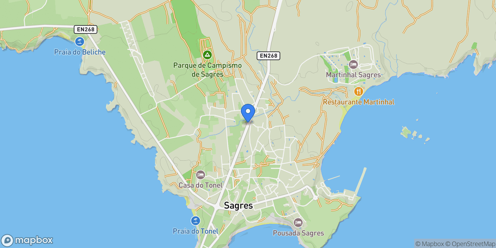 Map showing Sagres, Vila do Bispo, Faro, Vila do Bispo, Sagres, Algarve, Portugal.