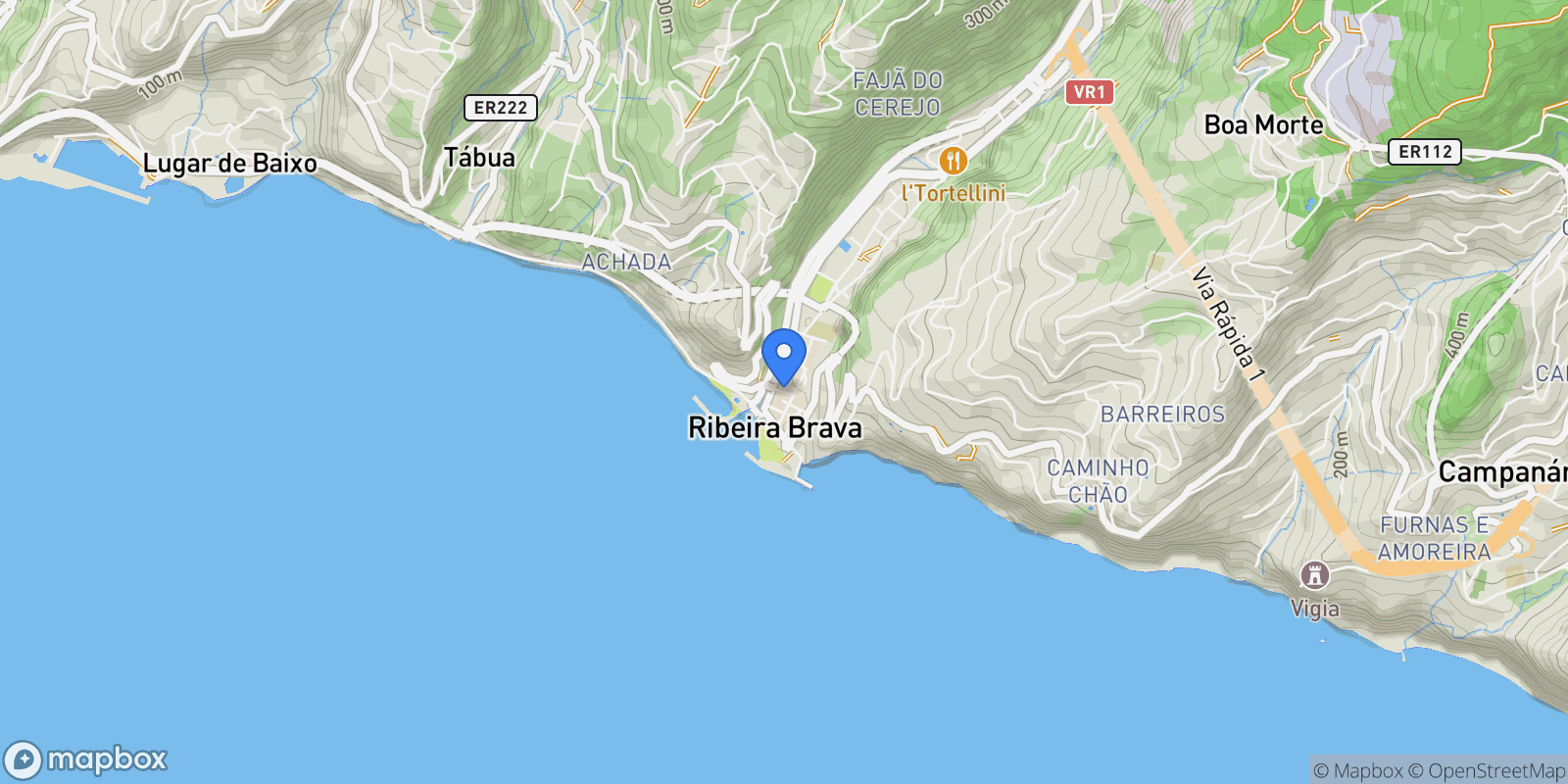 Map showing Ribeira Brava, Ribeira Brava, Ilha da Madeira, Ribeira Brava, Ribeira Brava, Madeira, Portugal.