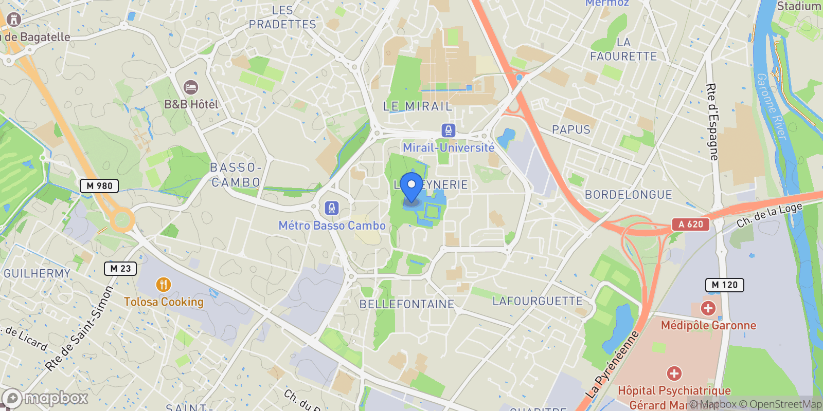 Map showing Toulouse, Occitanie, France.