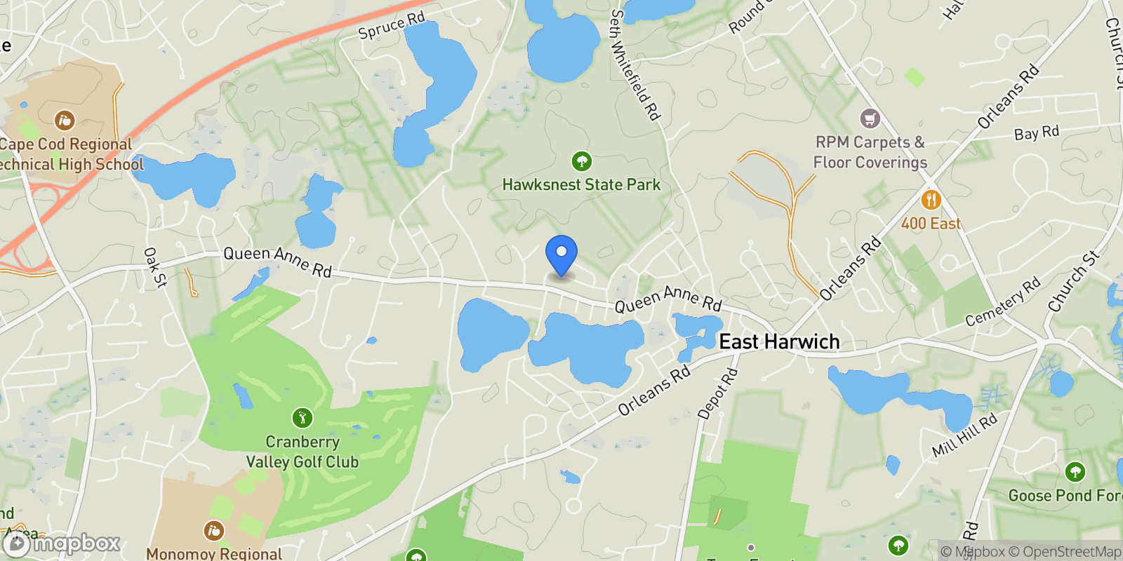 Map showing 7 Sandy Lane, Harwich, Massachusetts, United States.