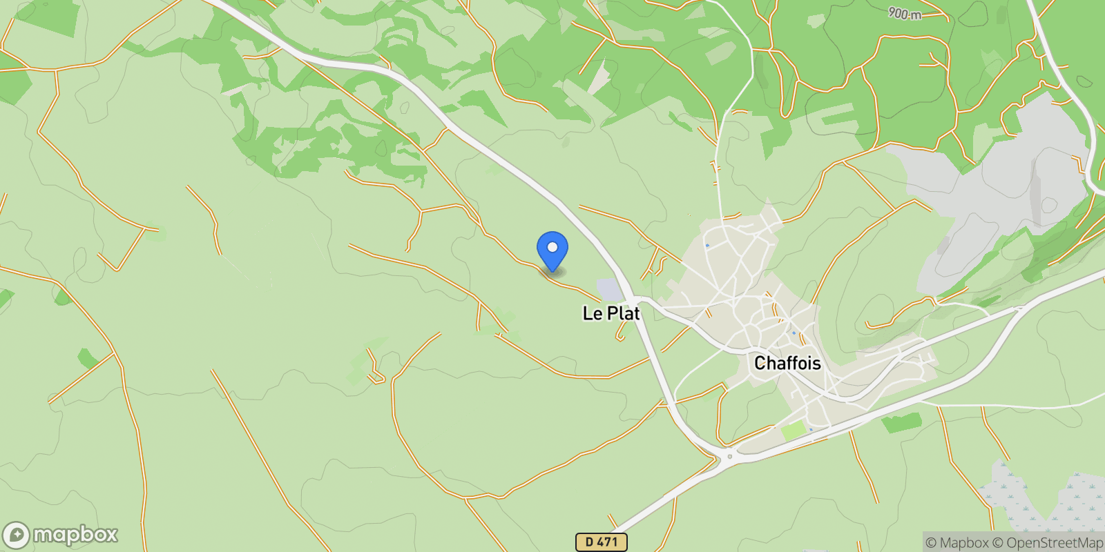 Map showing Chaffois, Bourgogne-Franche-Comté, France.