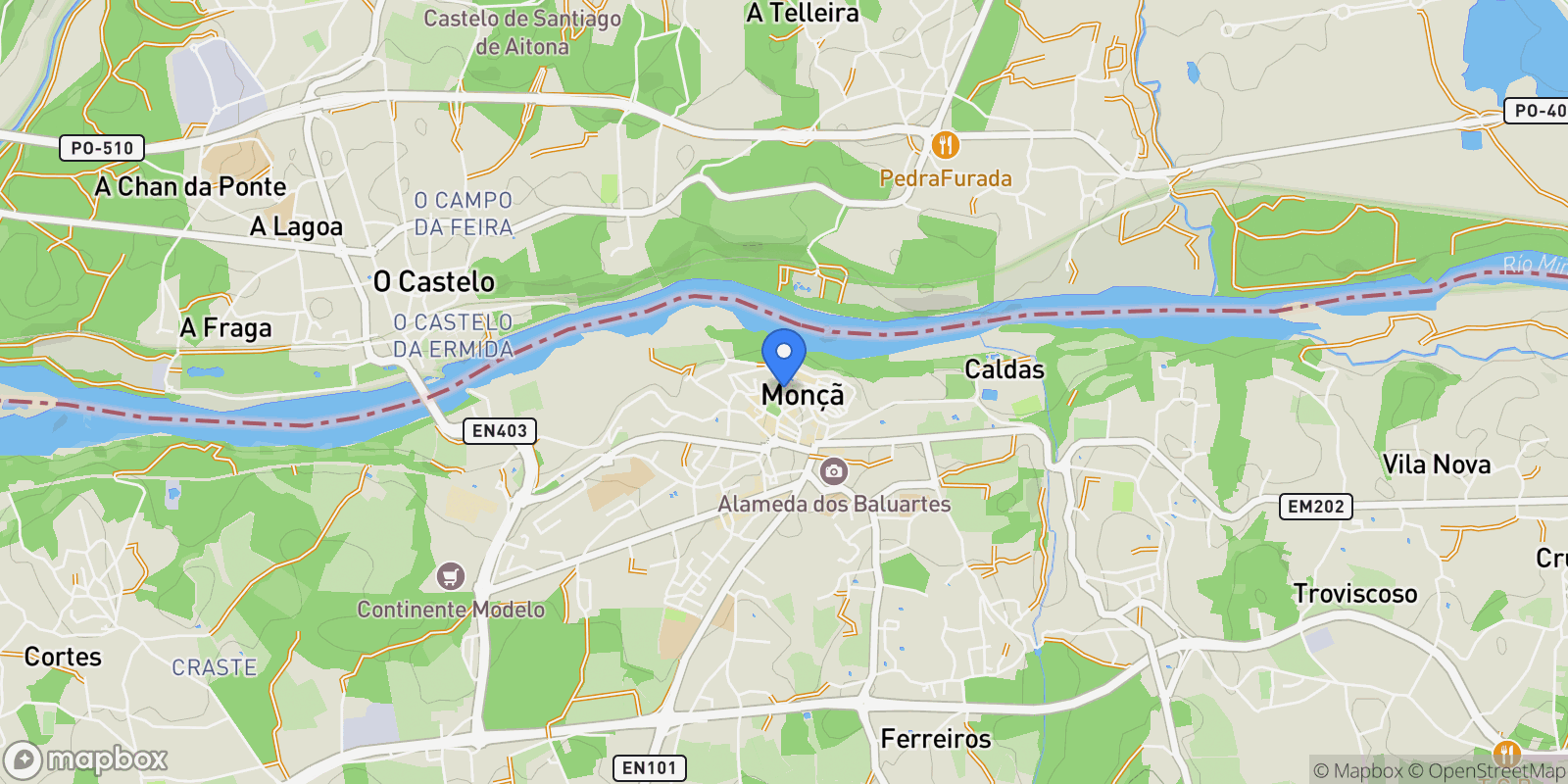 Map showing Moncao e Troviscoso, Viana do Castelo District, Portugal.