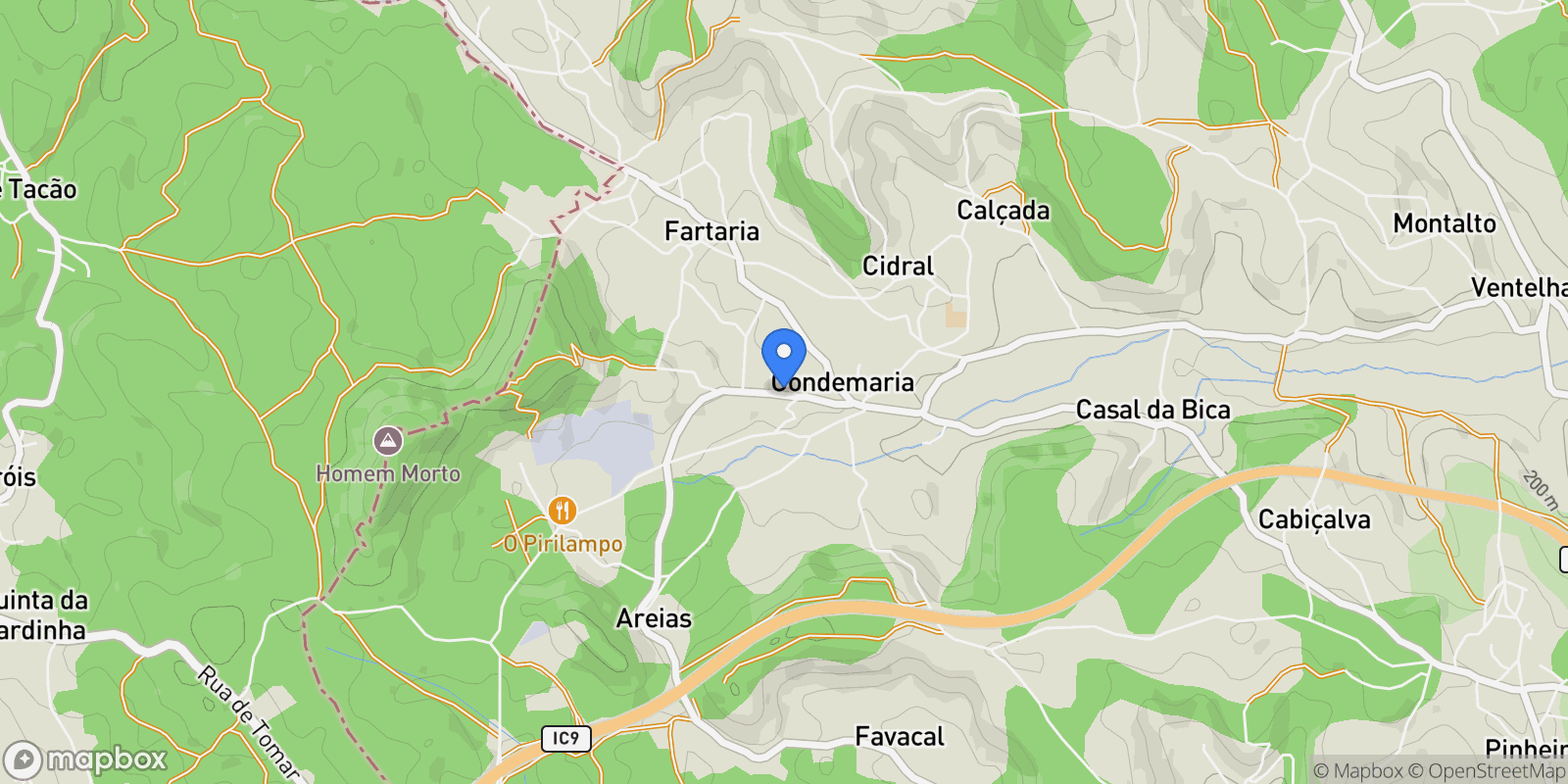 Map showing Gondemaria e Olival, Santarem District, Portugal.
