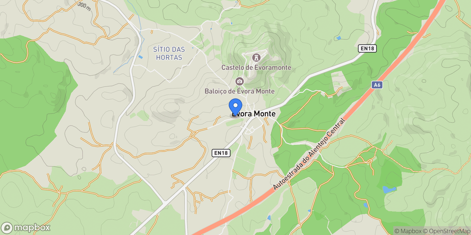 Map showing Evora Monte (Santa Maria), Évora District, Portugal.