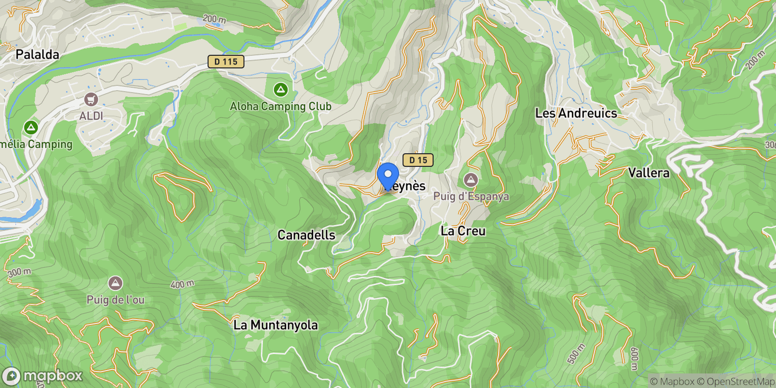 Map showing Reynès, Occitanie, France.