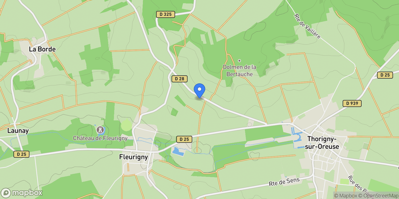 Map showing Thorigny-sur-Oreuse, Bourgogne-Franche-Comté, France.