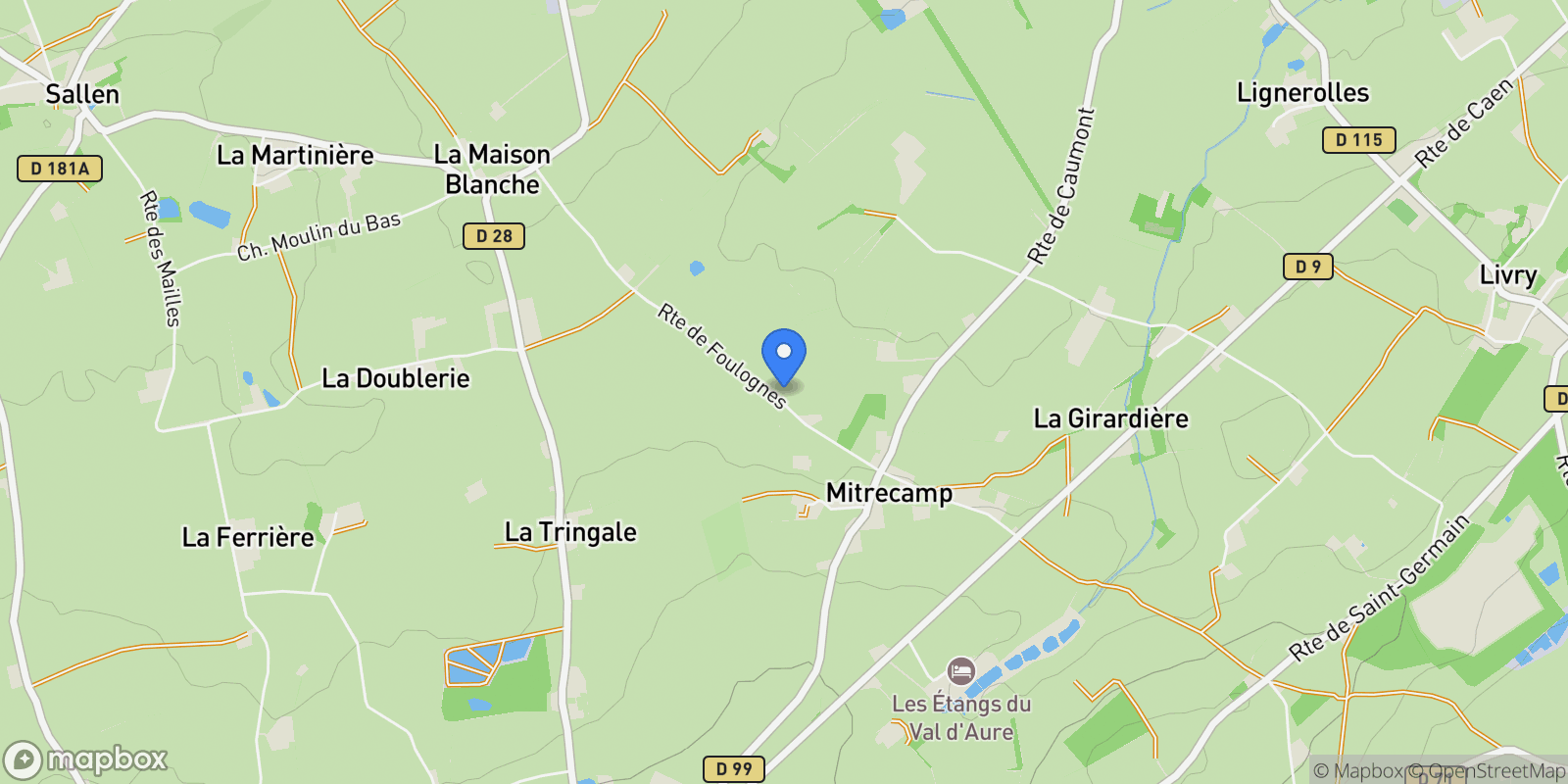 Map showing Caumont-sur-Aure, Normandy, France.