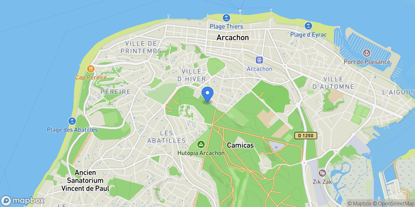 Map showing Arcachon, Nouvelle-Aquitaine, France.