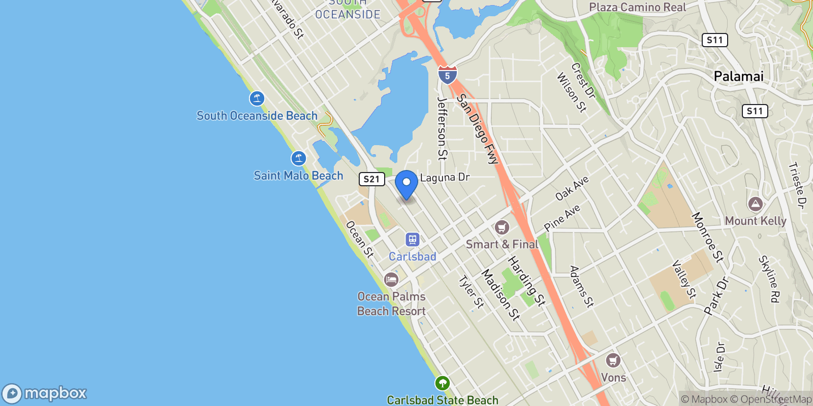 Map showing 2646 State Street,  Unit D, Carlsbad, California, United States.