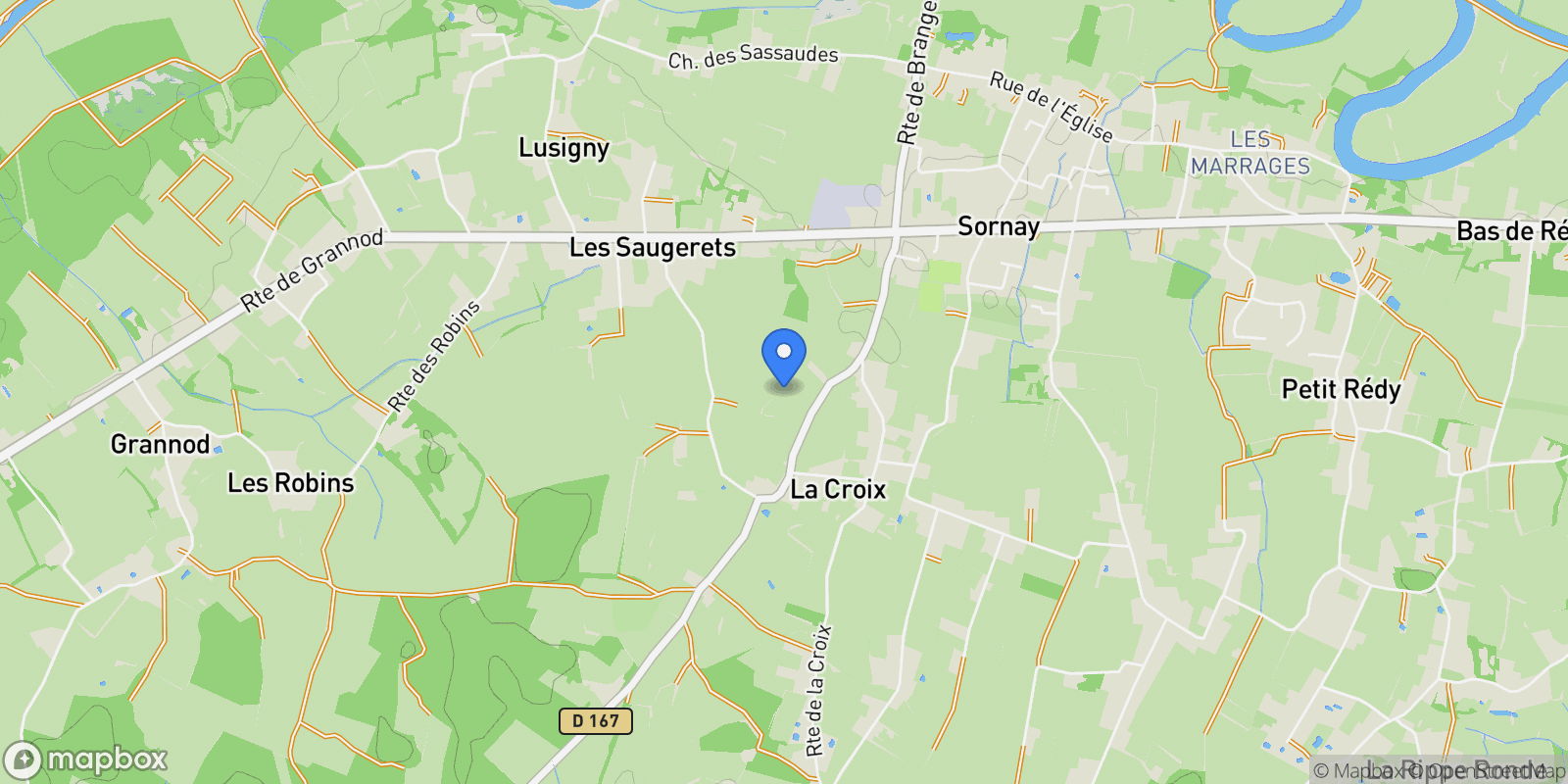 Map showing Sornay, Bourgogne-Franche-Comté, France.
