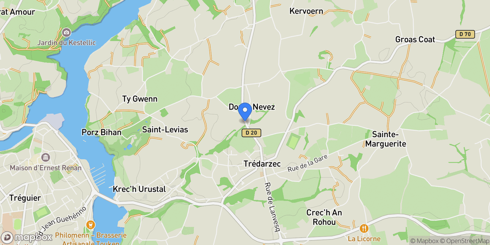 Map showing Trédarzec, Brittany, France.