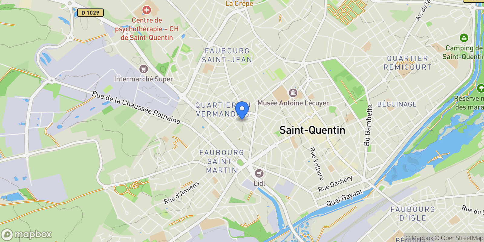 Map showing Saint-Quentin, Hauts-de-France, France.