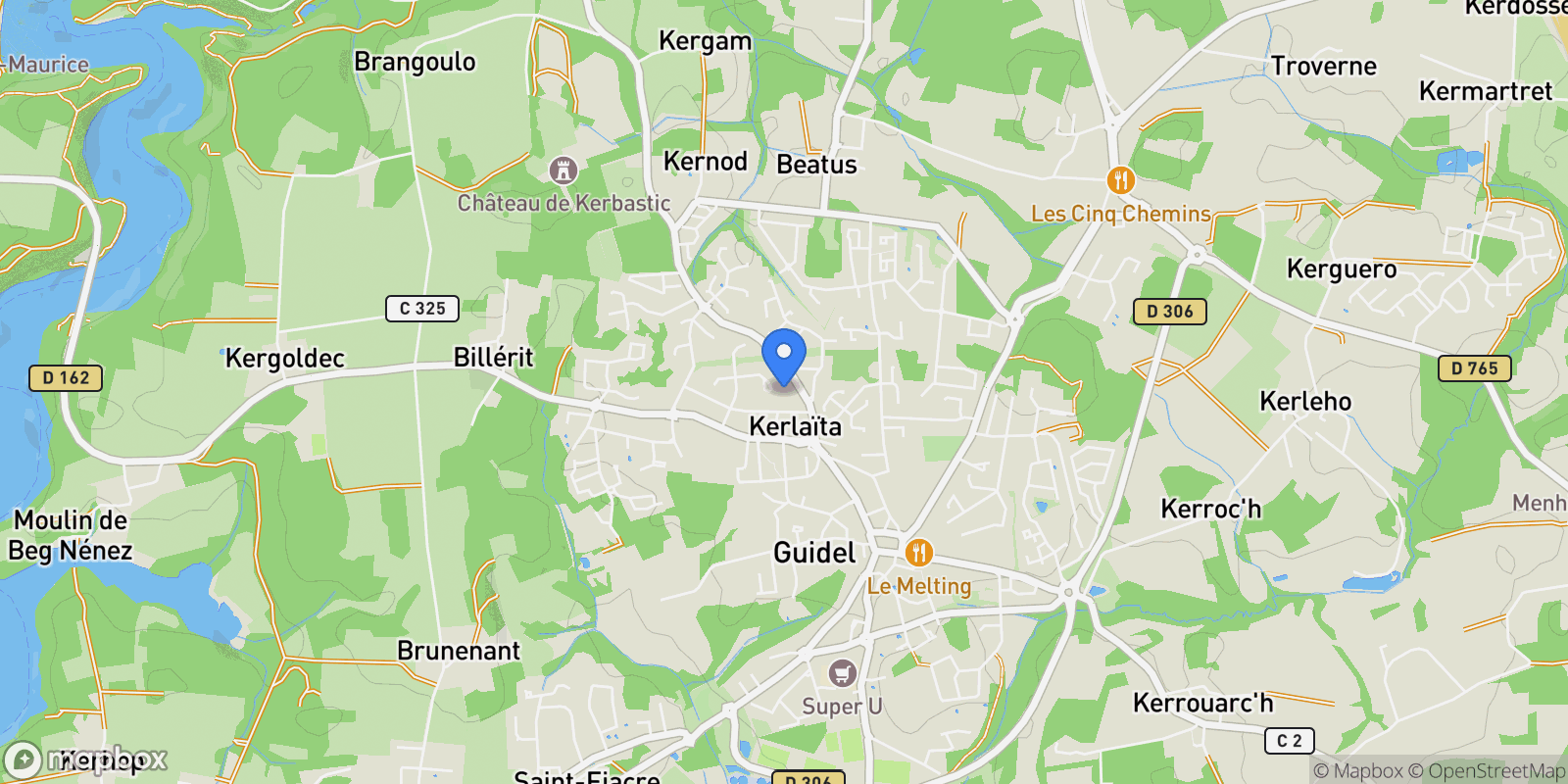 Map showing Guidel, Brittany, France.