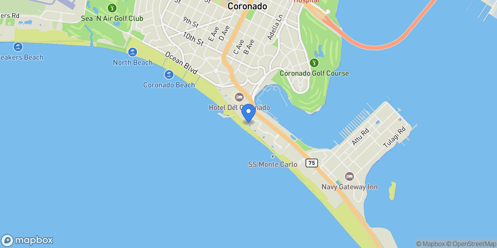 Map showing 1720 Avenida Del Mundo, Coronado, California, United States.