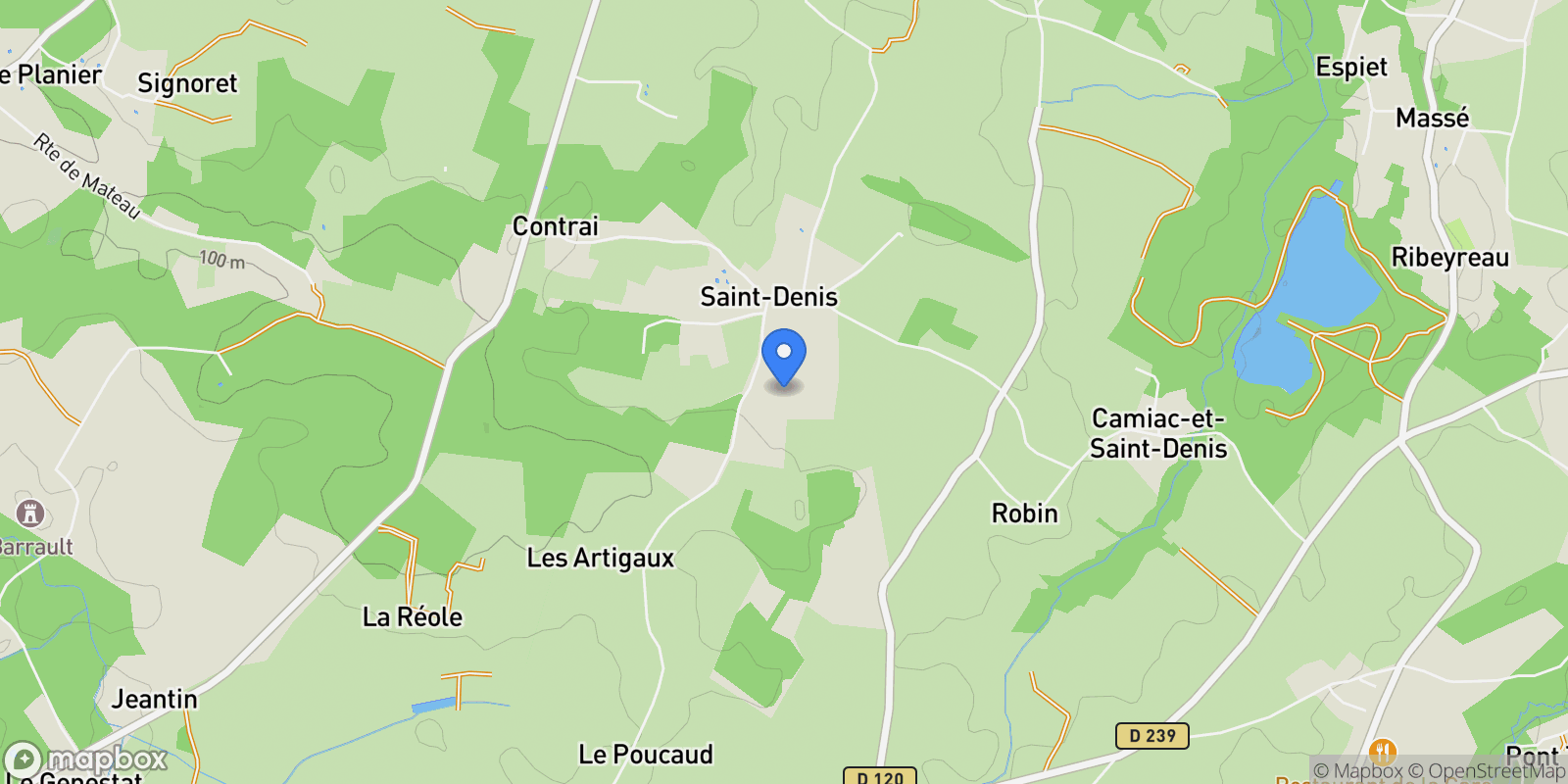 Map showing Camiac-et-Saint-Denis, Nouvelle-Aquitaine, France.