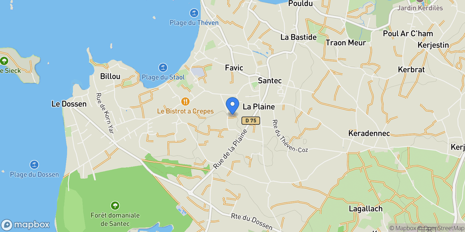 Map showing Santec, Brittany, France.