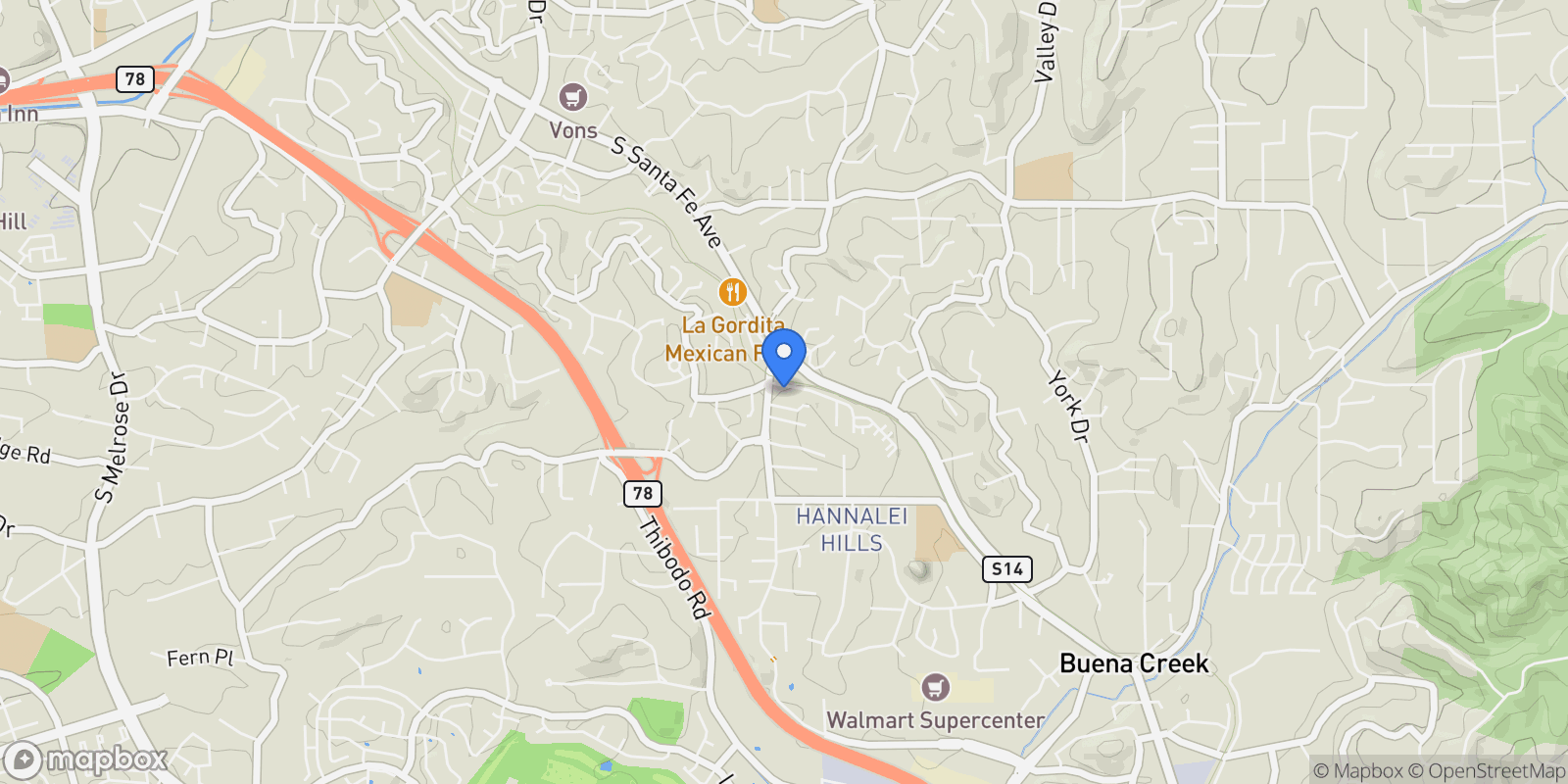 Map showing 1507 Phillips ST, Vista, California, United States.