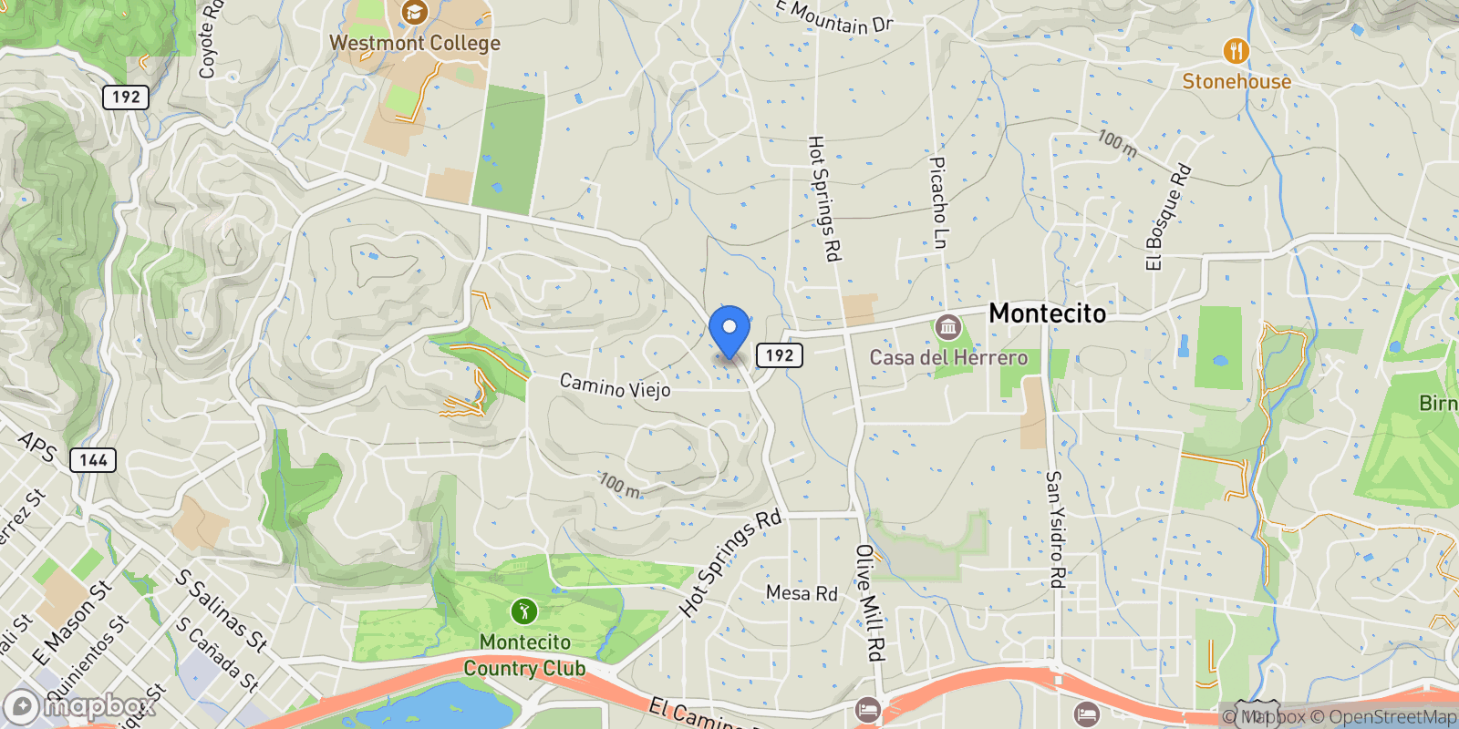 Map showing 2760 Sycamore Canyon Road, Montecito, California, United States.