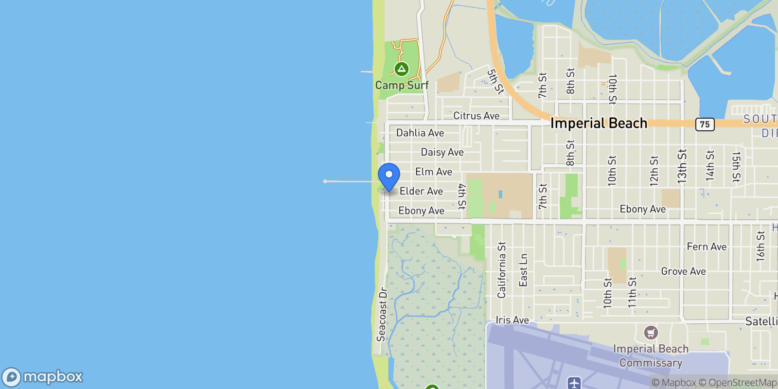 Map showing 967-69 Seacoast Dr, Imperial Beach, California, United States.