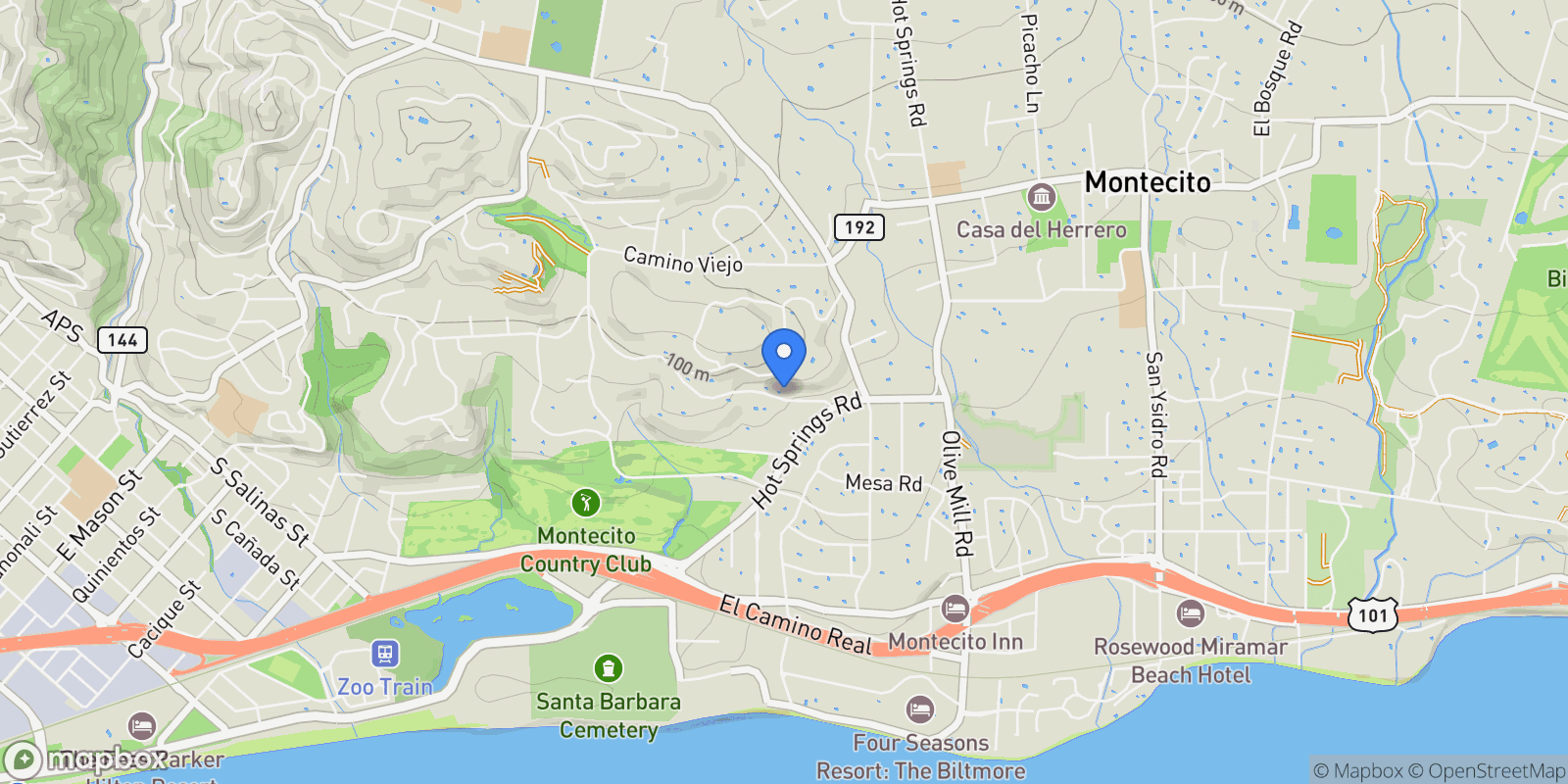 Map showing 1151 Glenview Road, Montecito, California, United States.