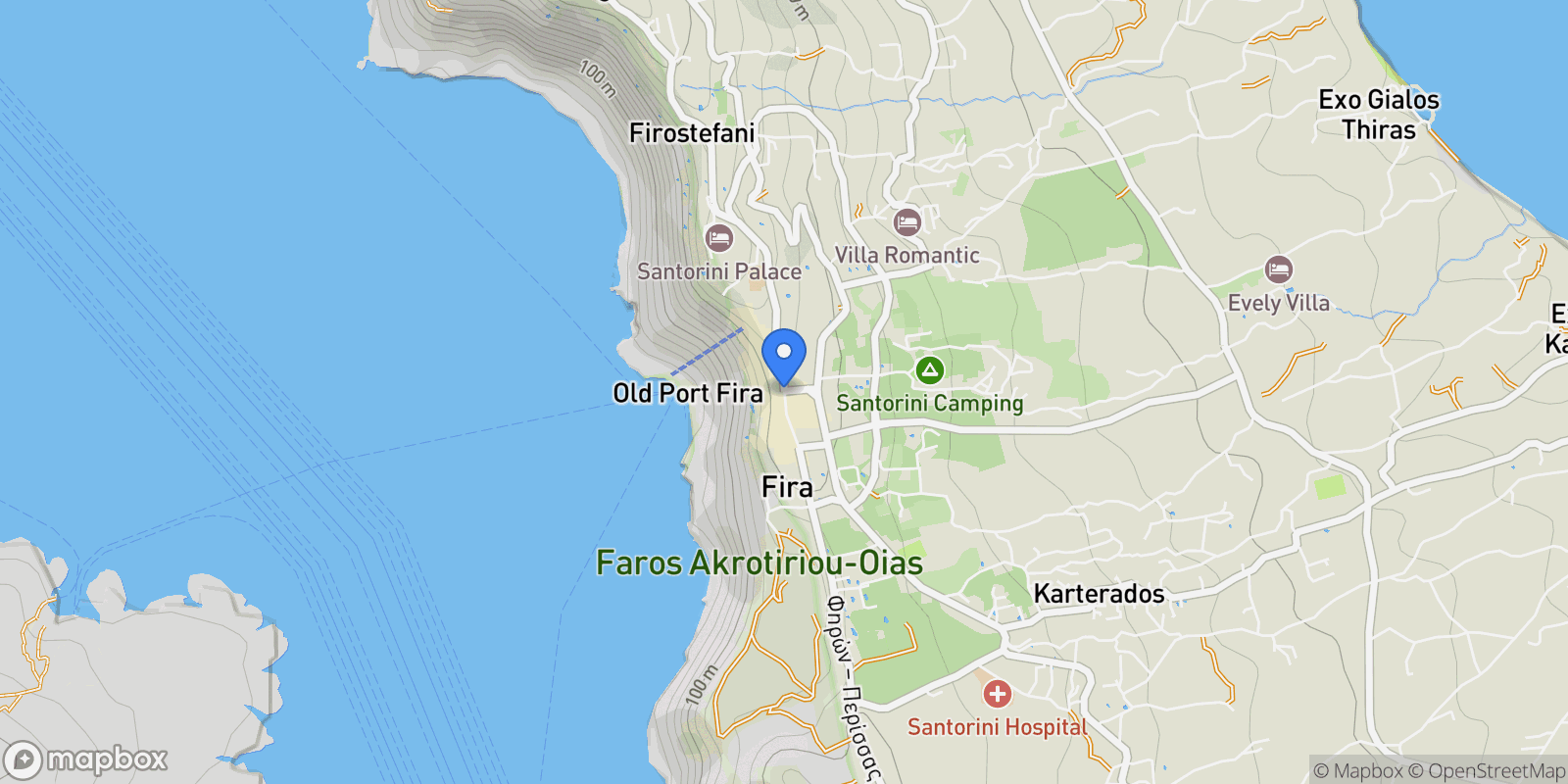 Map showing Fira 847 00, Greece, Thira, Aegean, Greece.