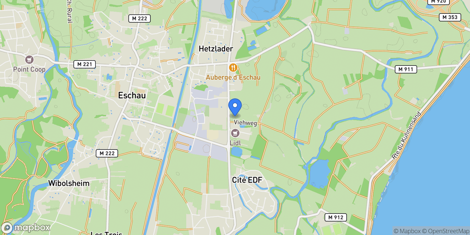 Map showing Eschau, Grand Est, France.