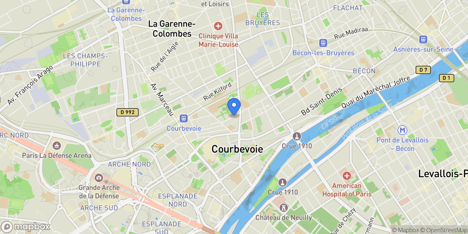 Map showing Courbevoie, Île-de-France, France.