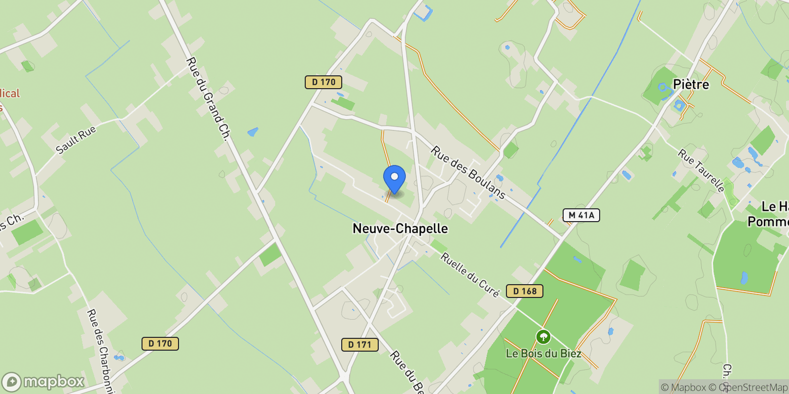 Map showing Neuve-Chapelle, Hauts-de-France, France.