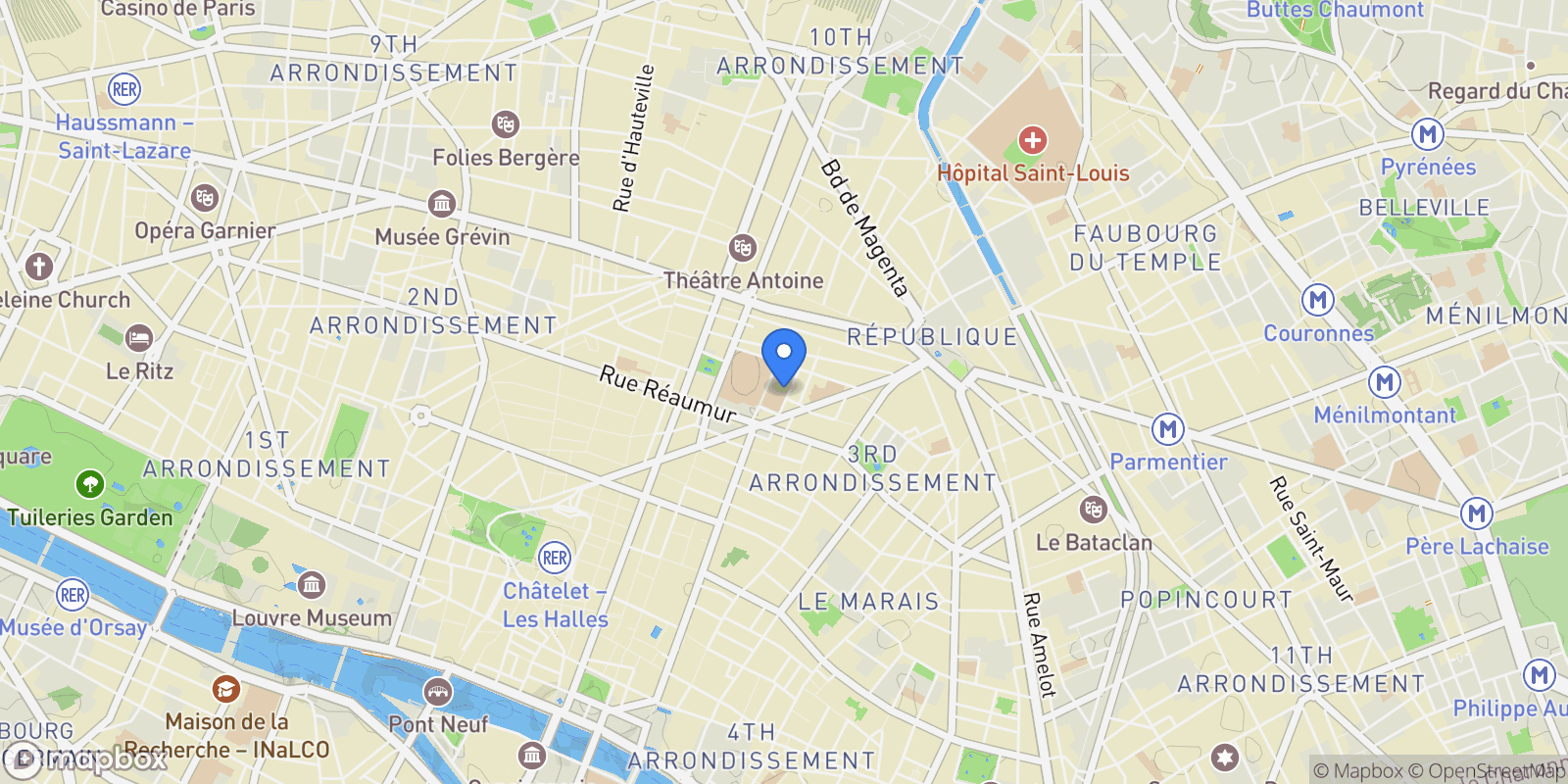Map showing Paris, Île-de-France, France.