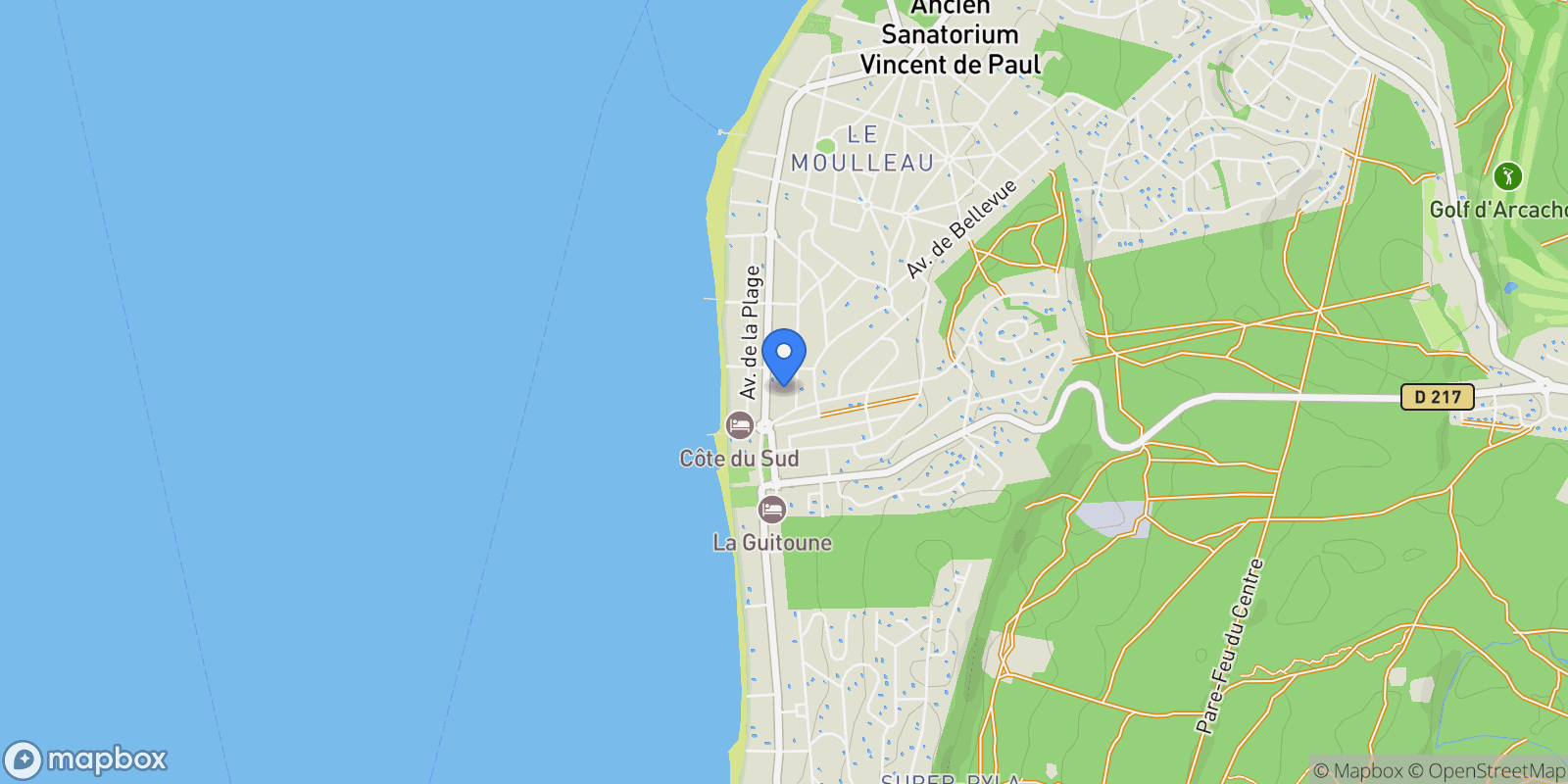 Map showing PYLA SUR MER, La Teste-de-Buch, Nouvelle-Aquitaine, France.