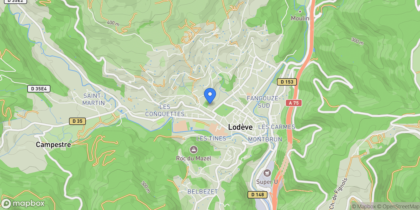 Map showing LODEVE, Olmet-et-Villecun, Occitanie, France.